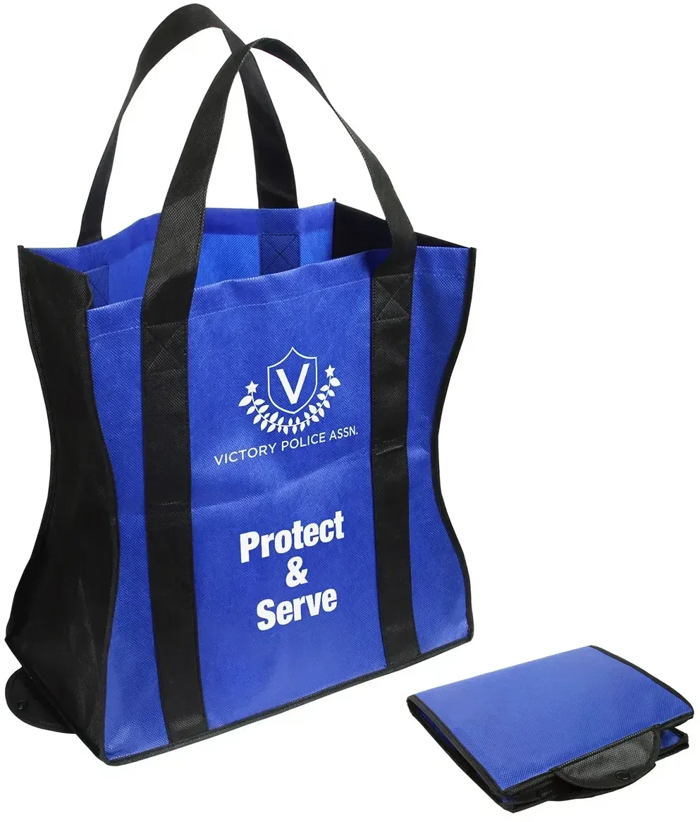 Wave Rider custom tote folded compact into a snap pouch