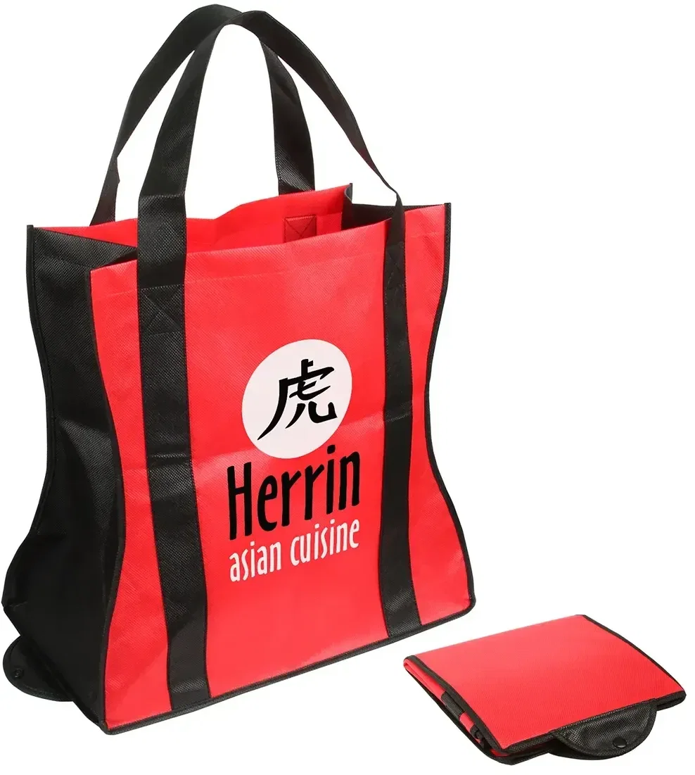 Wave Rider custom non-woven tote side profile with logo imprint area