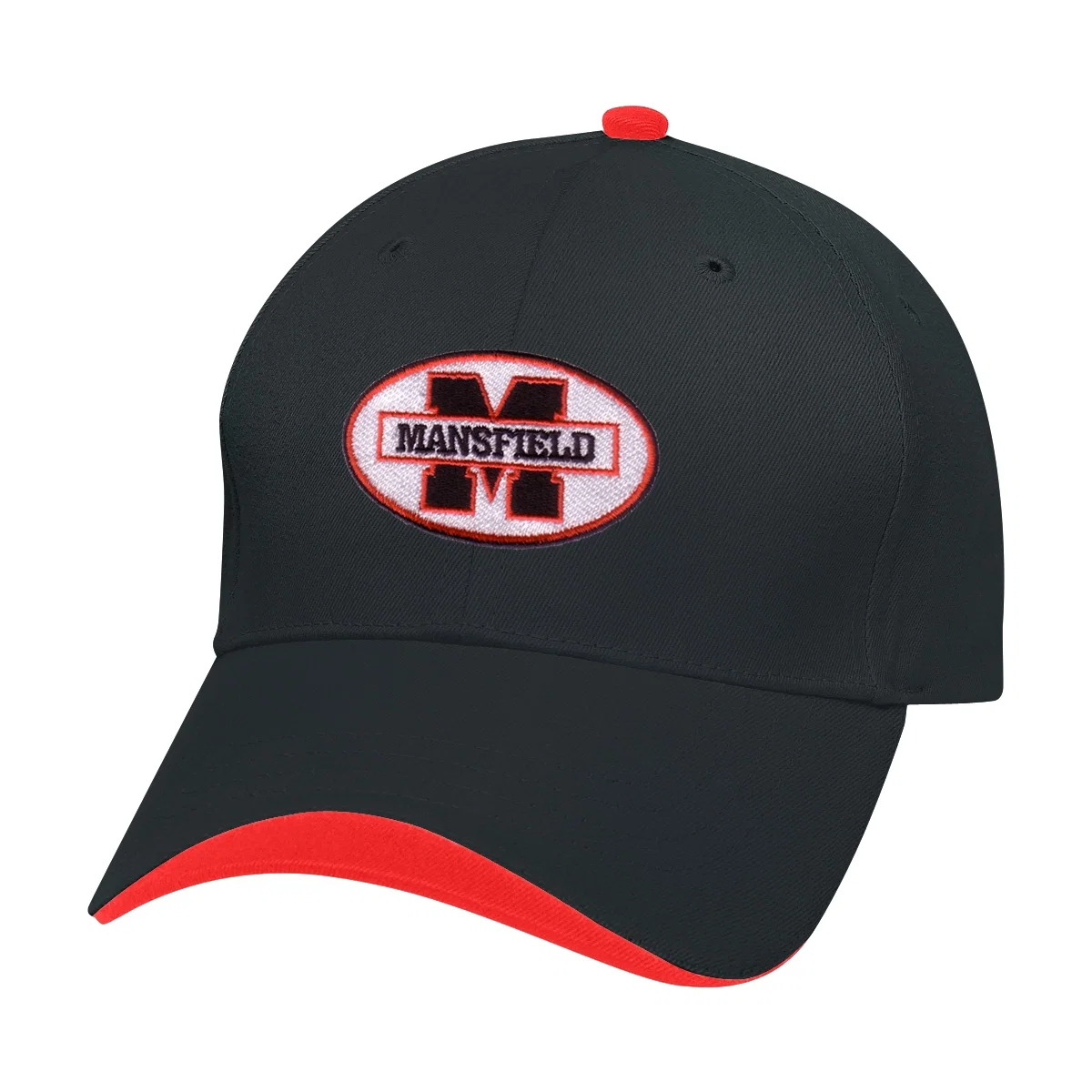 Curved brim shown from the side with a two tone edge