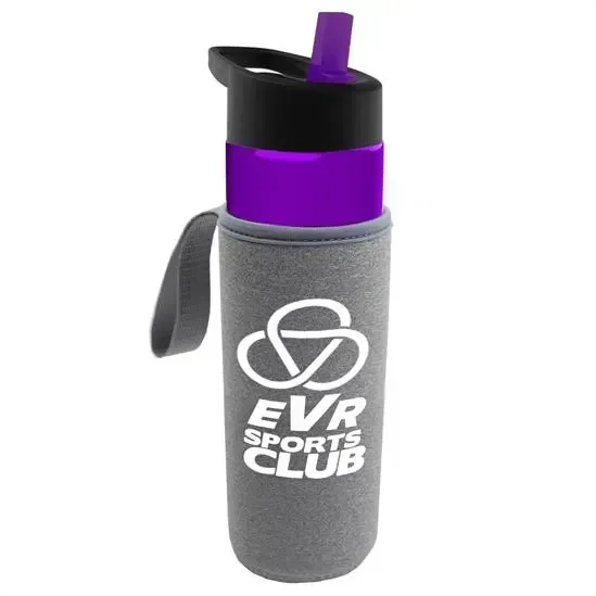 Wave Tritan® Bottle with Flip-Straw Lid and Insulated Caddy (24 oz.)