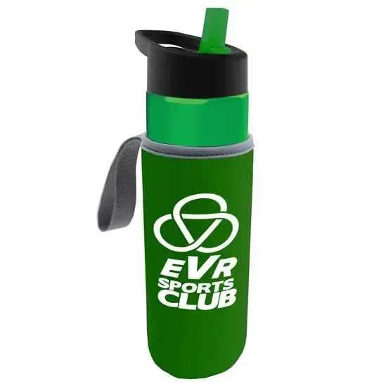 Wave Tritan® Bottle with Flip-Straw Lid and Insulated Caddy (24 oz.) — view 2