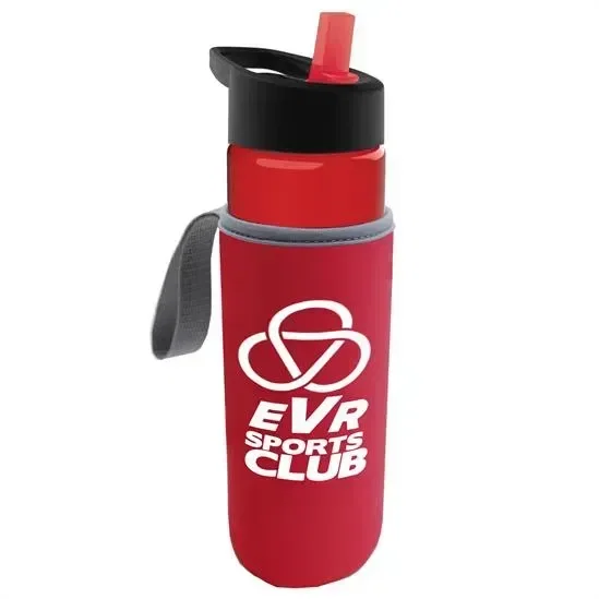 Wave Tritan® Bottle with Flip-Straw Lid and Insulated Caddy (24 oz.) — view 3