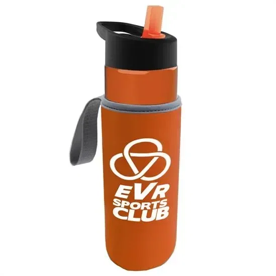 Wave Tritan® Bottle with Flip-Straw Lid and Insulated Caddy (24 oz.) — view 4