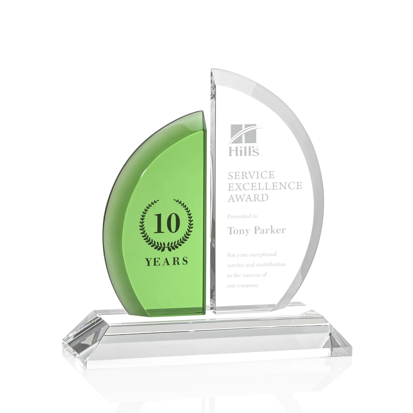 Custom Emerald Crystal Waverley Award — view 2