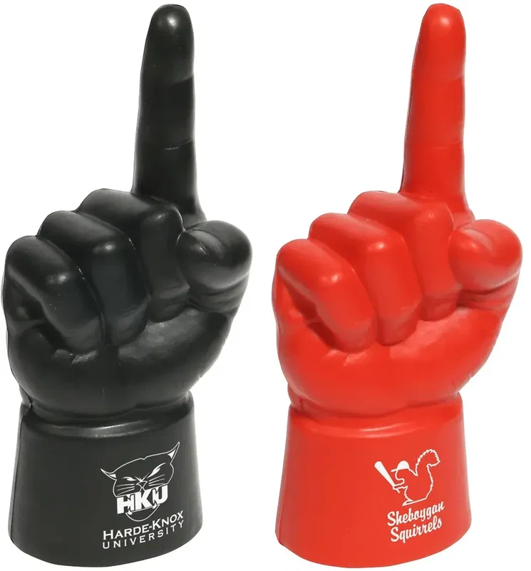 Custom Number One Foam Finger Stress Reliever, branded foam finger squeeze toy front view with logo print