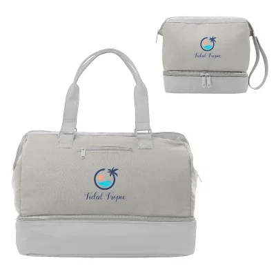 Weekender travel kit pairing a duffel with a matching toiletry bag