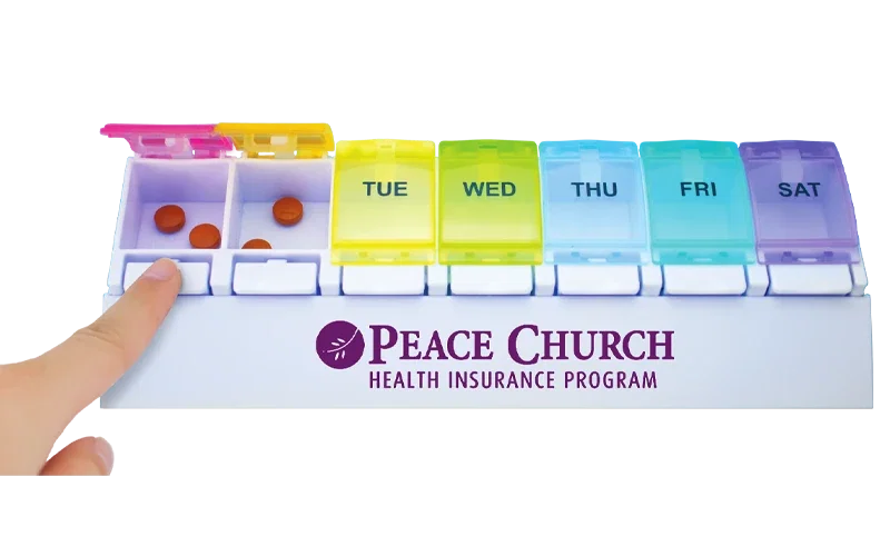 Weekly Snap-Lid Push-Button Pill Tray. Weekly push-button pill tray with seven compartments for senior care adherence