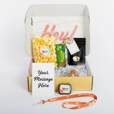 Welcome aboard snack set presented in a narrow gift box