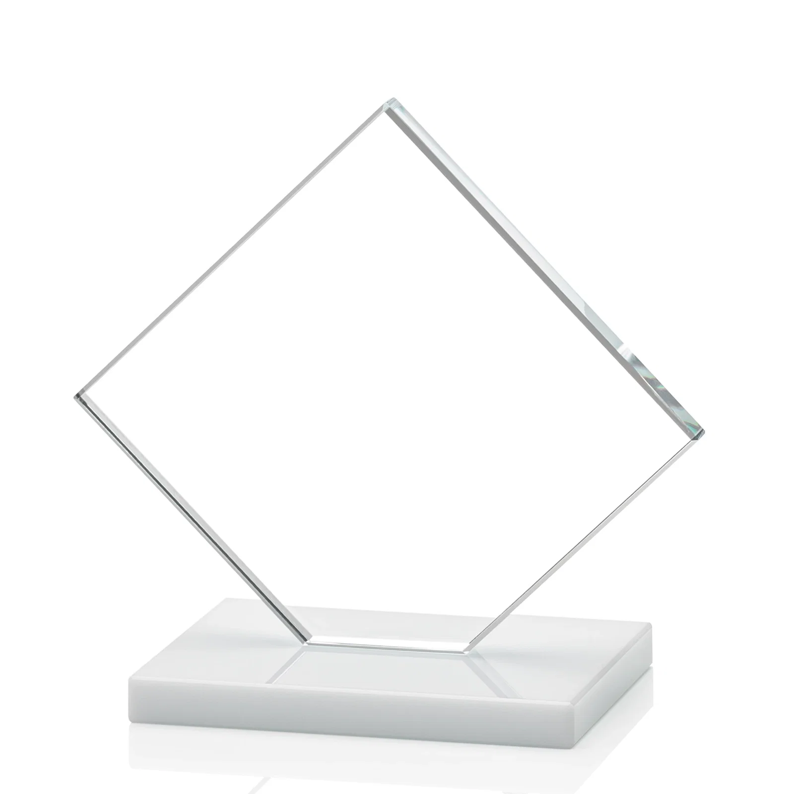 Customized Starfire Crystal Diamond Award on an Ivory Flat-Edge Base, with your logo for corporate award ceremonies