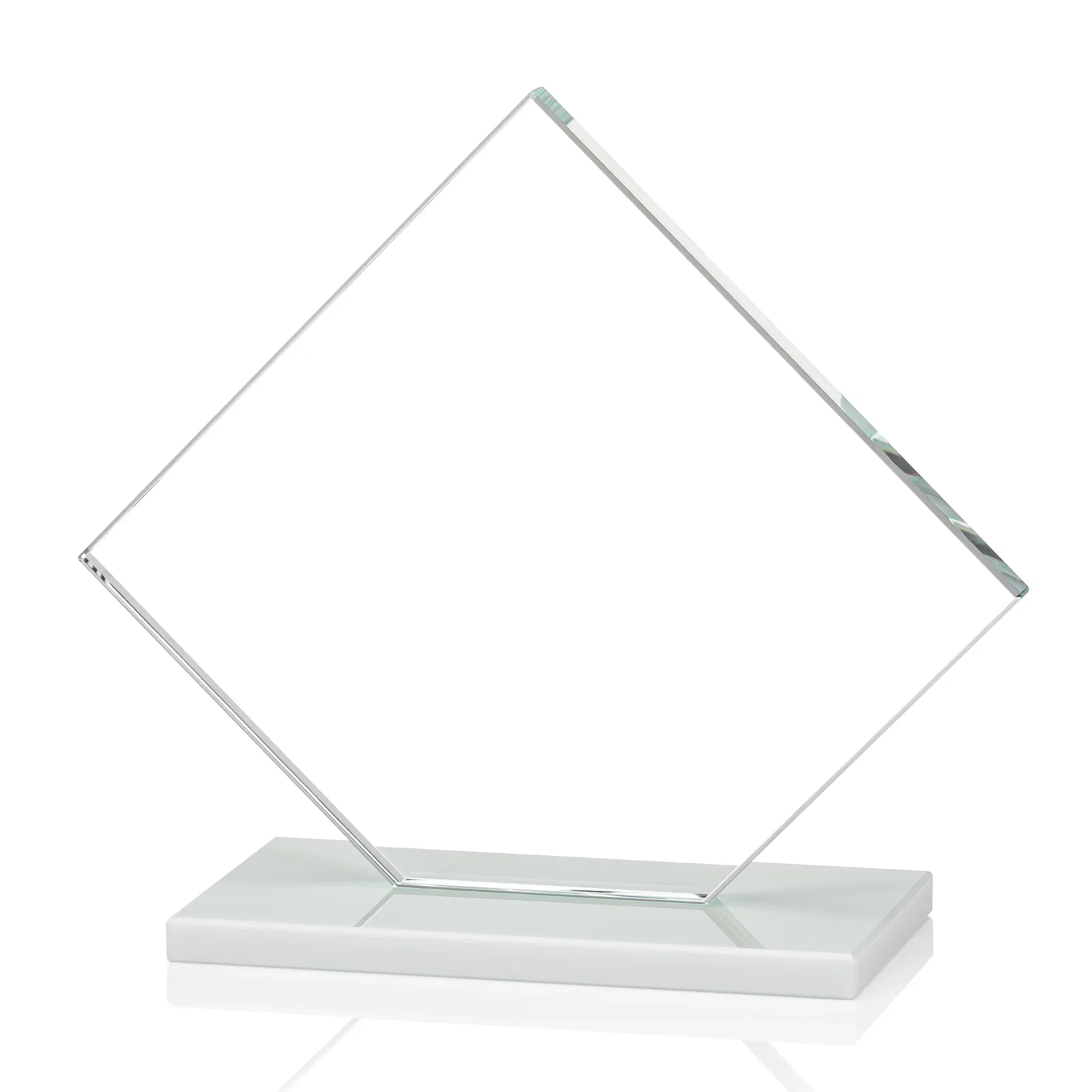 Customized Starfire Crystal Diamond Award on an Ivory Flat-Edge Base, with your logo for sales achievement awards