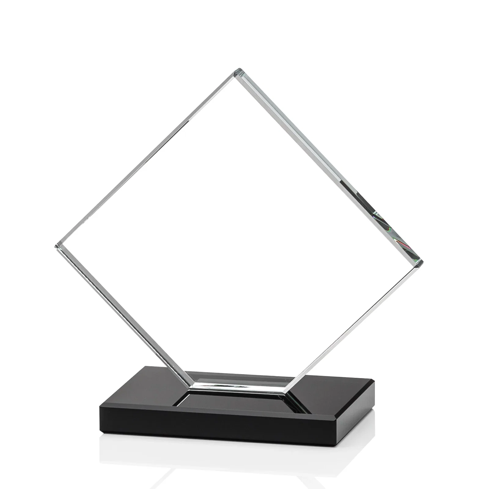 Customized Starfire Crystal Diamond Award on an Ivory Flat-Edge Base, with your logo for team milestone celebrations