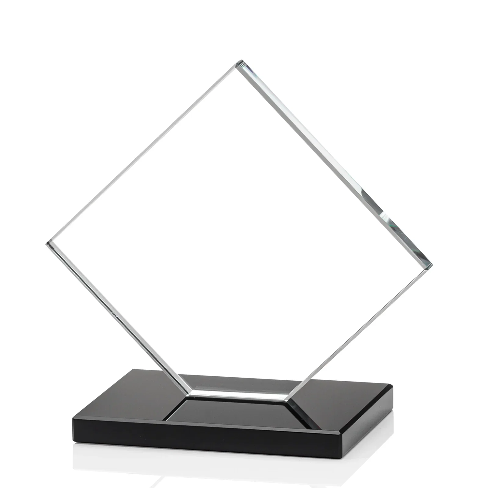 Customized Starfire Crystal Diamond Award on an Ivory Flat-Edge Base, with your logo for donor appreciation