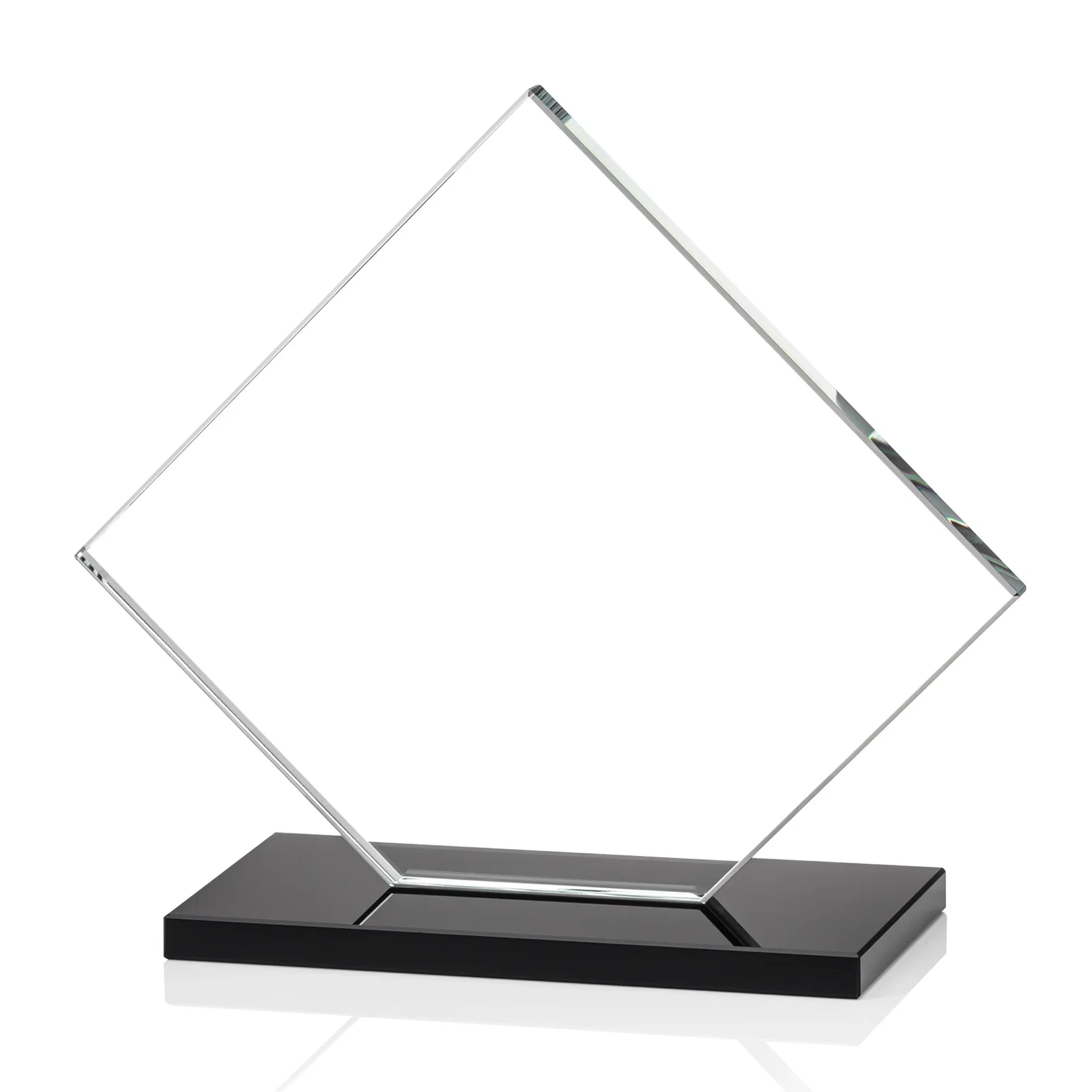Customized Starfire Crystal Diamond Award on an Ivory Flat-Edge Base, with your logo for safety achievement programs