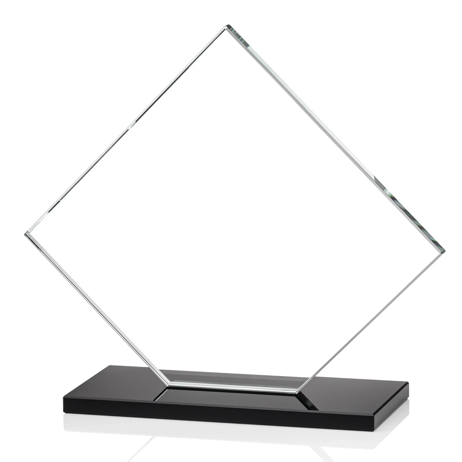 Customized Starfire Crystal Diamond Award on an Ivory Flat-Edge Base, with your logo for volunteer appreciation