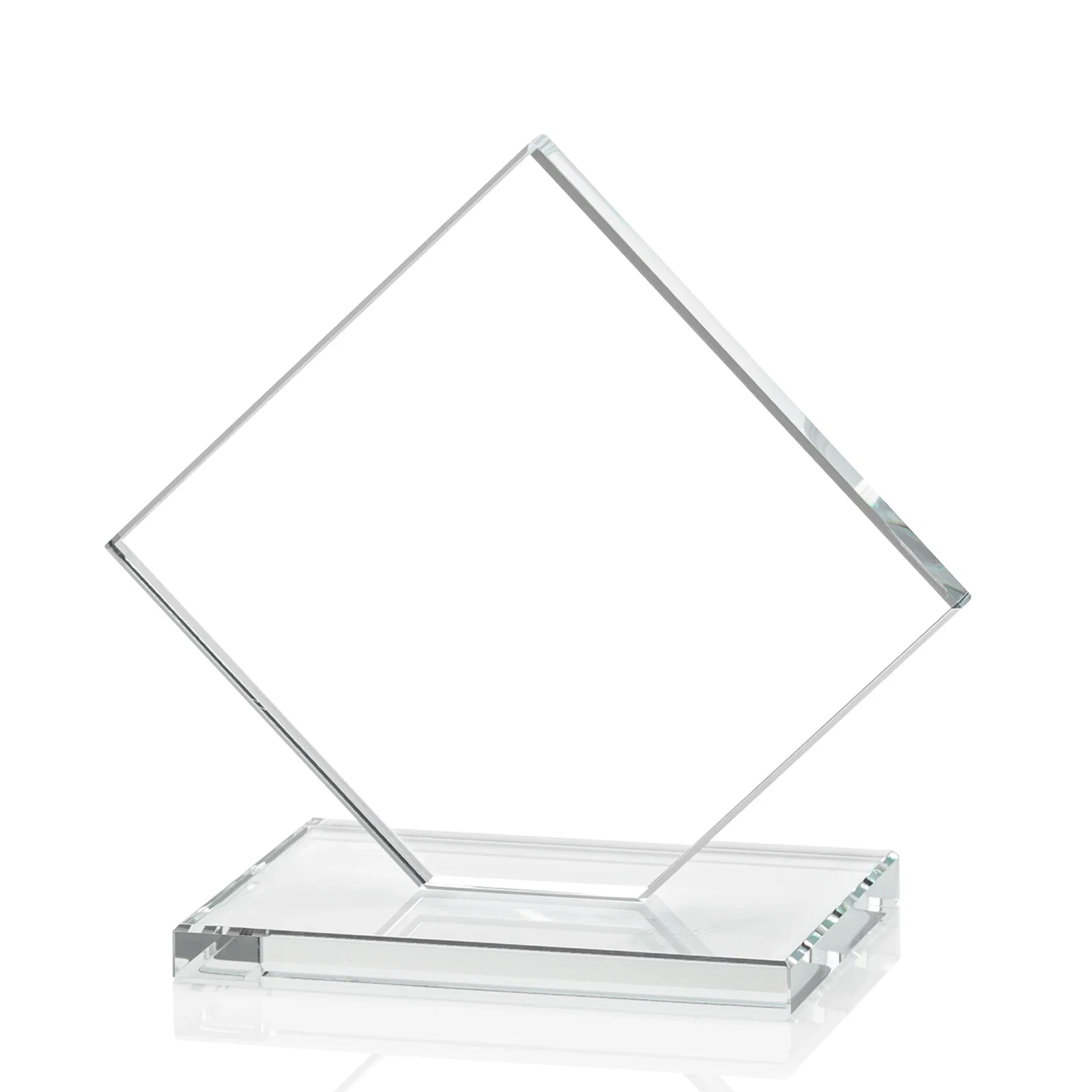 Customized Starfire Crystal Diamond Award on an Ivory Flat-Edge Base, with your logo for company anniversary events