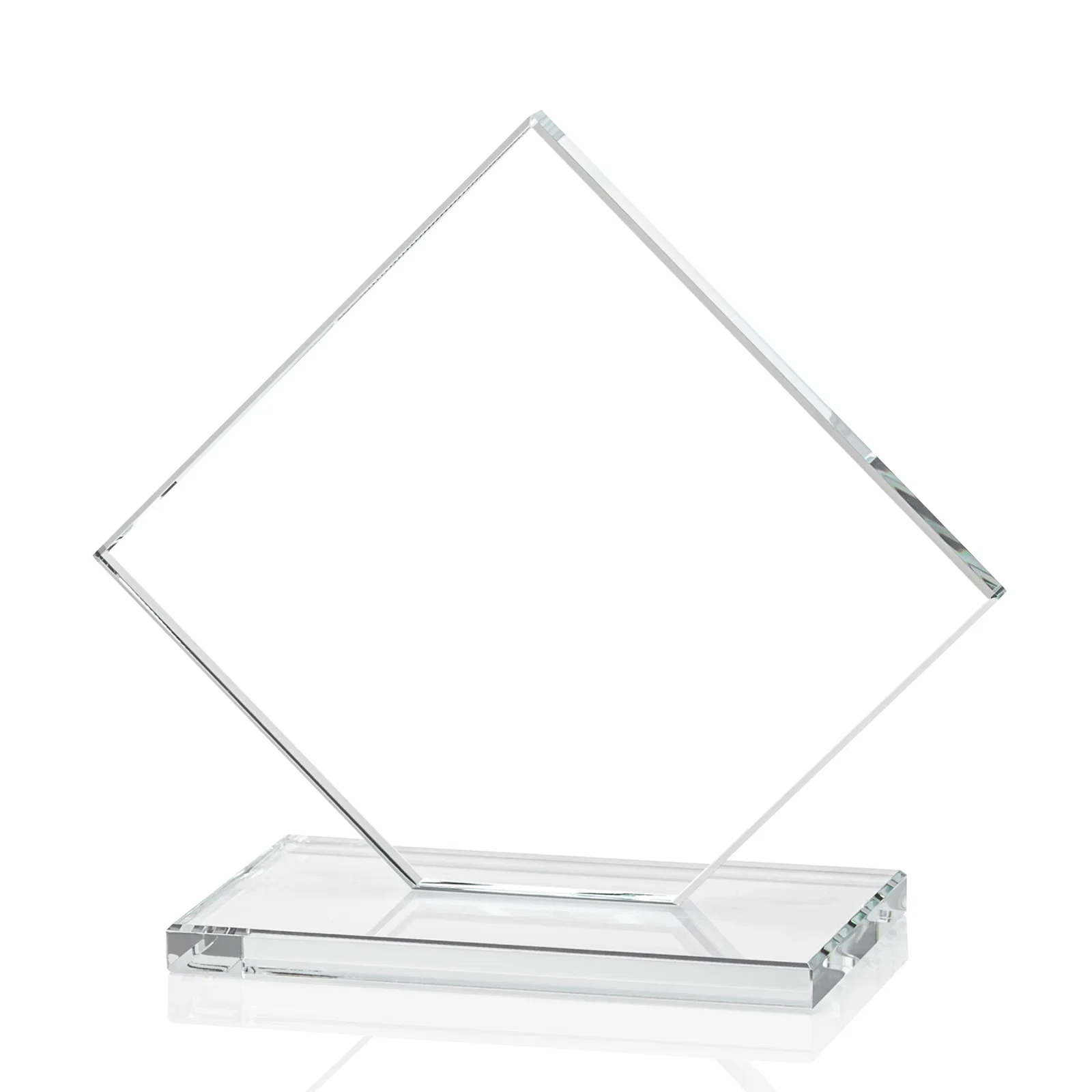 Custom engraved Starfire Crystal Diamond Award on an Ivory Flat-Edge Base, with your logo for employee recognition