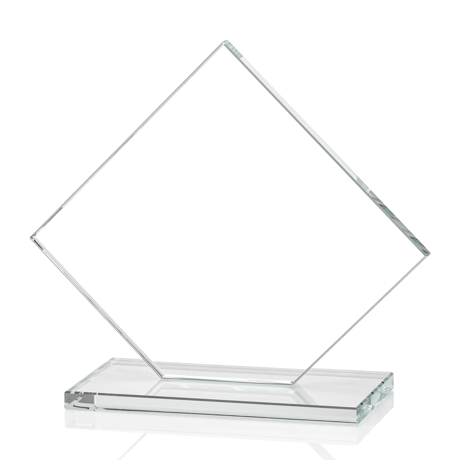Custom engraved Starfire Crystal Diamond Award on an Ivory Flat-Edge Base, with your logo for corporate award ceremonies