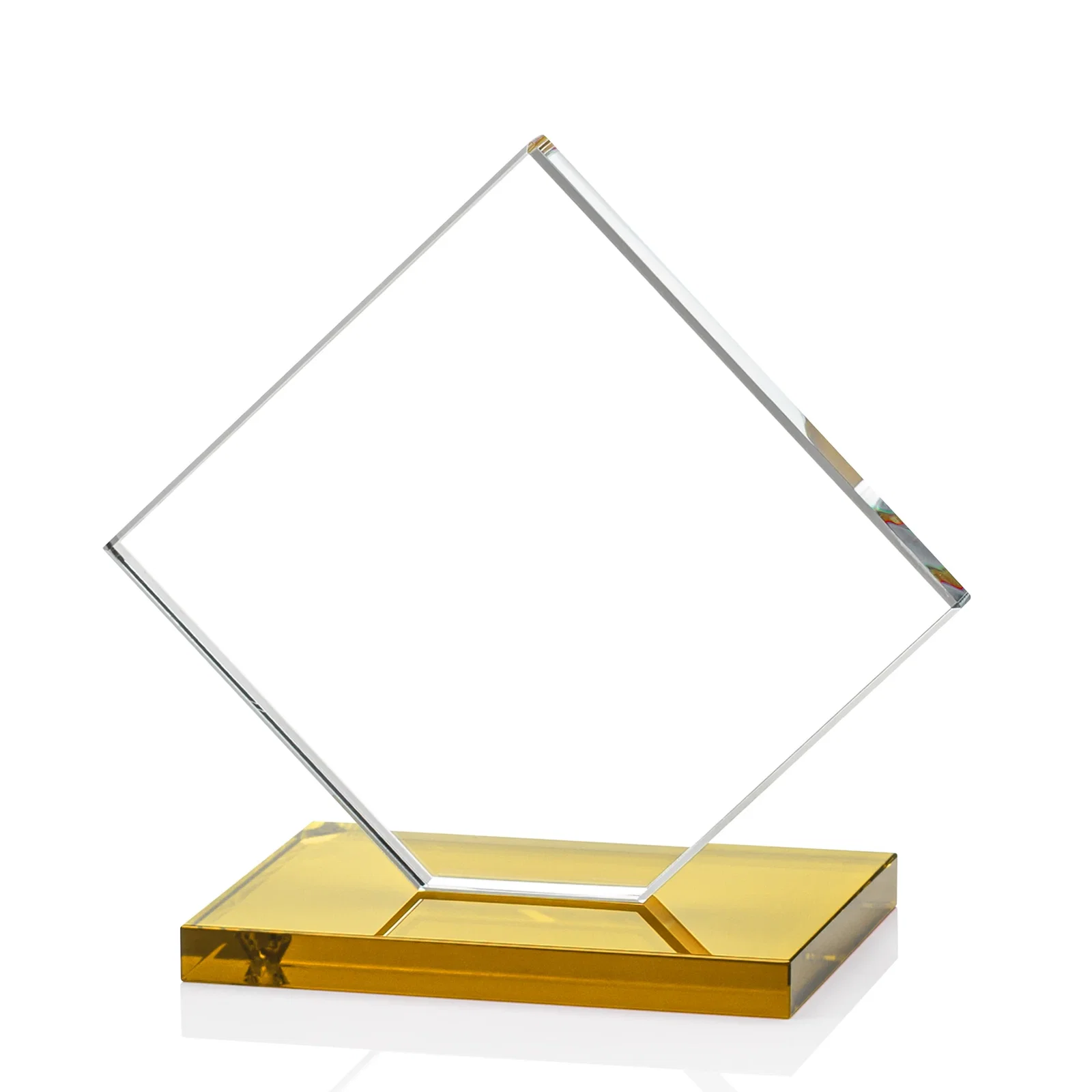 Custom engraved Starfire Crystal Diamond Award on an Ivory Flat-Edge Base, with your logo for retirement presentations