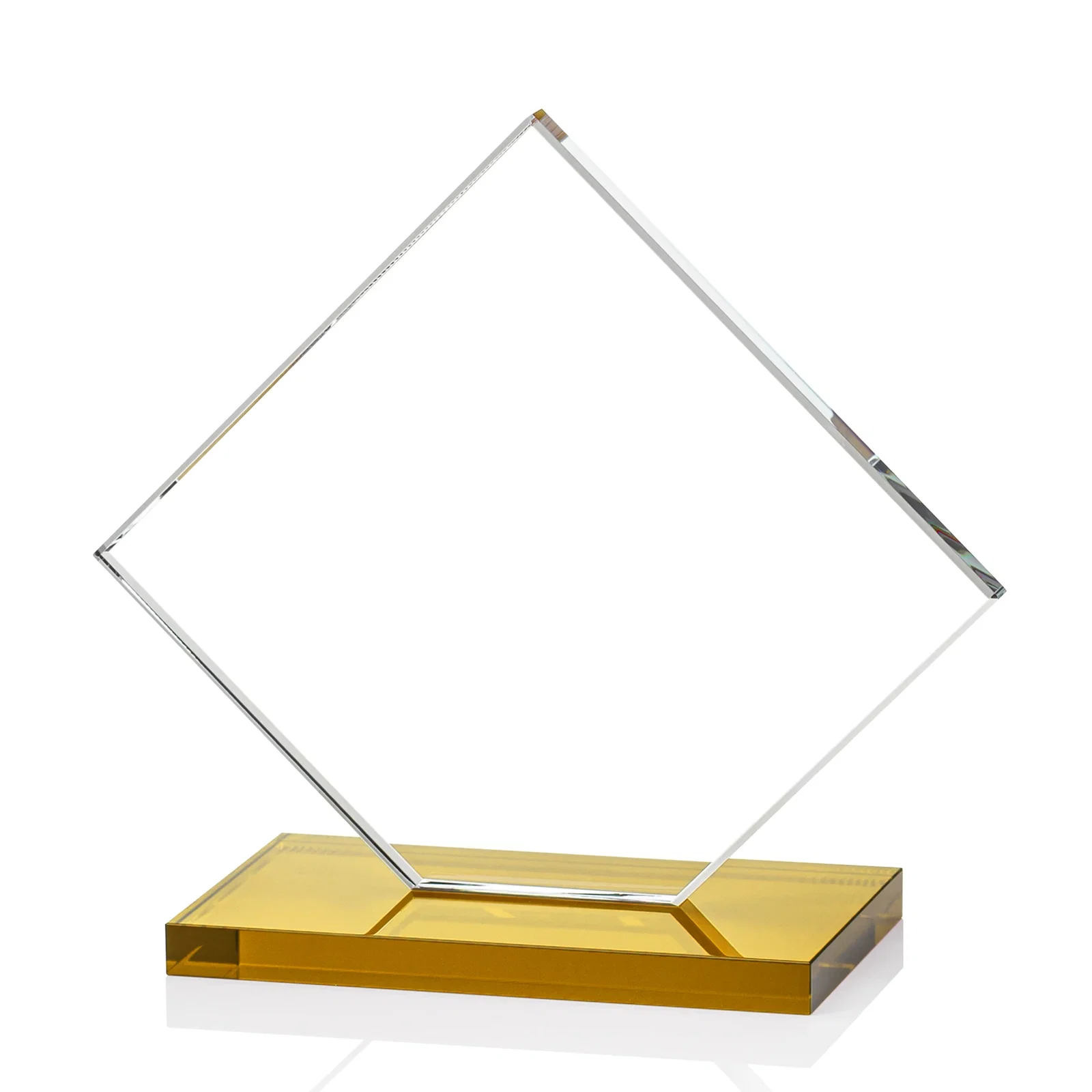 Custom engraved Starfire Crystal Diamond Award on an Ivory Flat-Edge Base, with your logo for team milestone celebrations