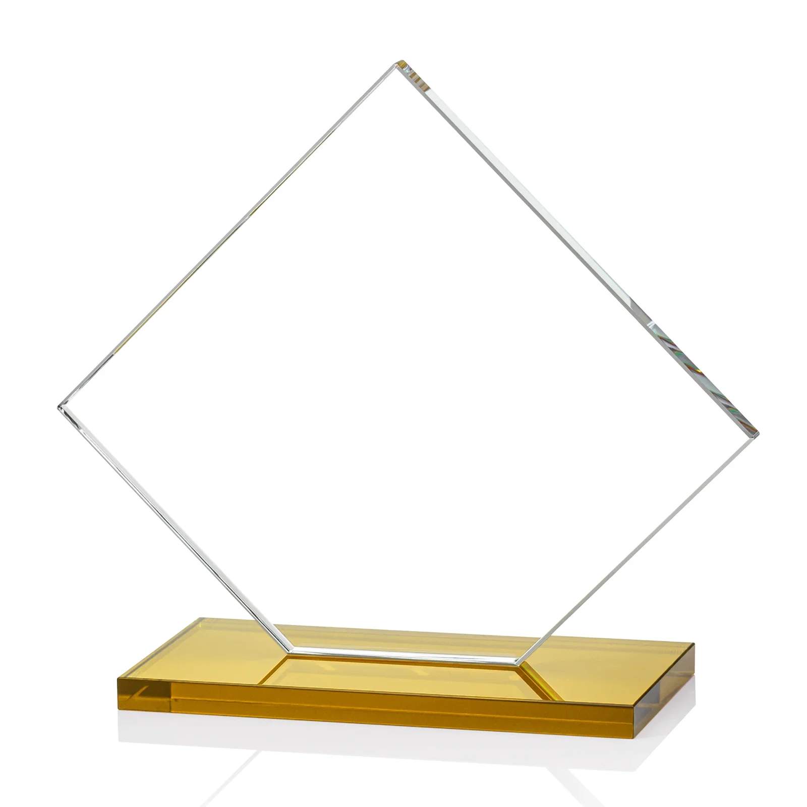 Custom engraved Starfire Crystal Diamond Award on an Ivory Flat-Edge Base, with your logo for donor appreciation