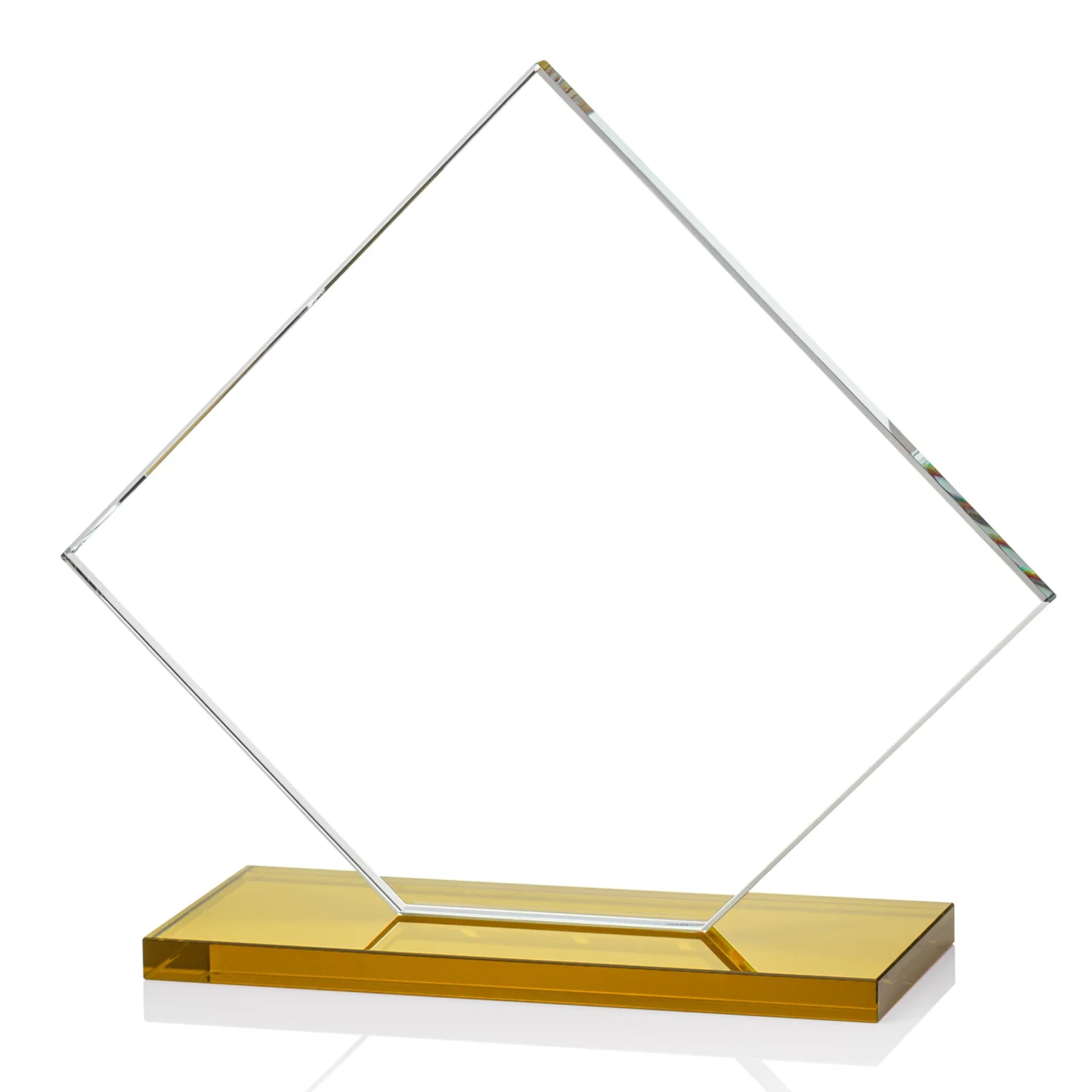 Custom engraved Starfire Crystal Diamond Award on an Ivory Flat-Edge Base, with your logo for graduation ceremonies