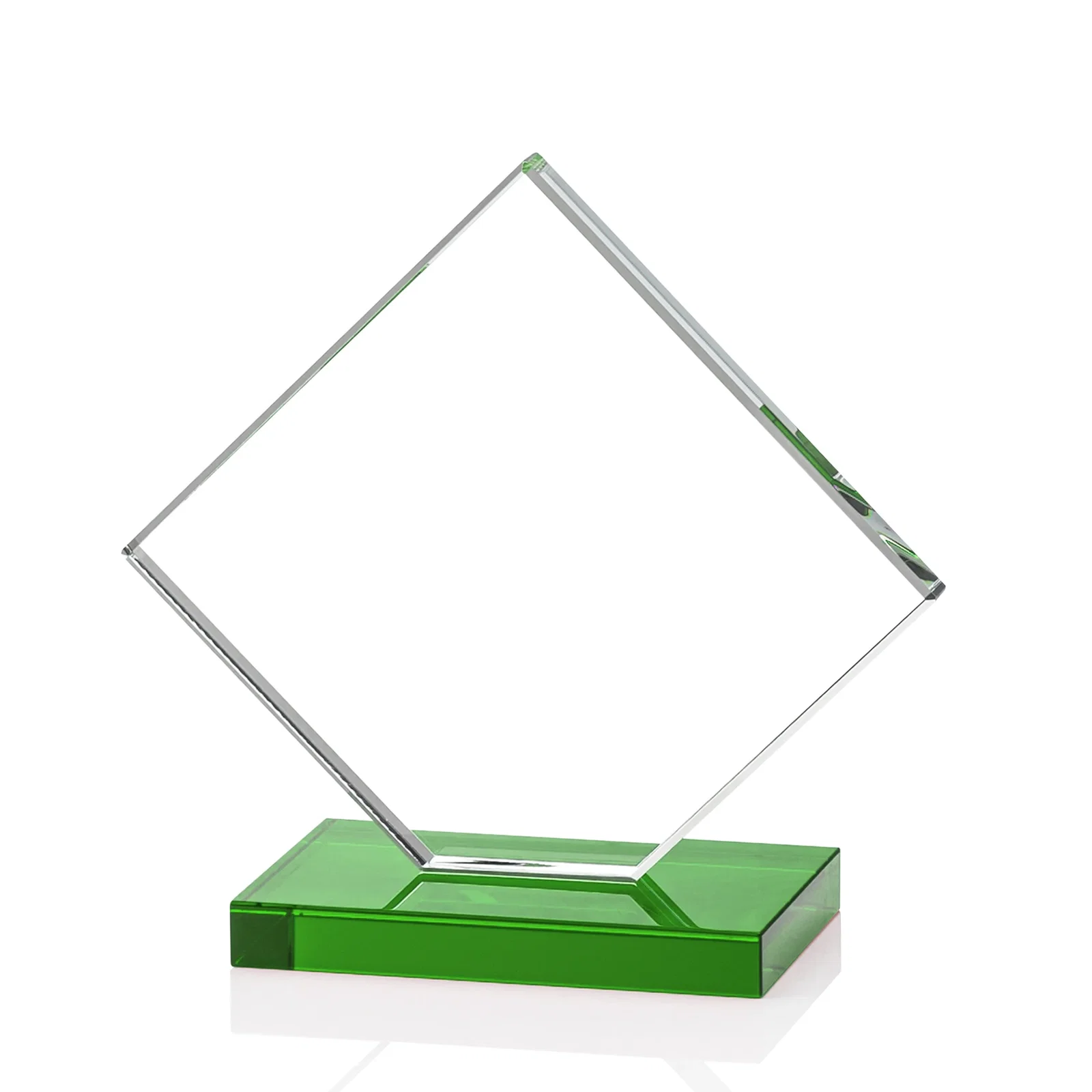 Custom engraved Starfire Crystal Diamond Award on an Ivory Flat-Edge Base, with your logo for safety achievement programs