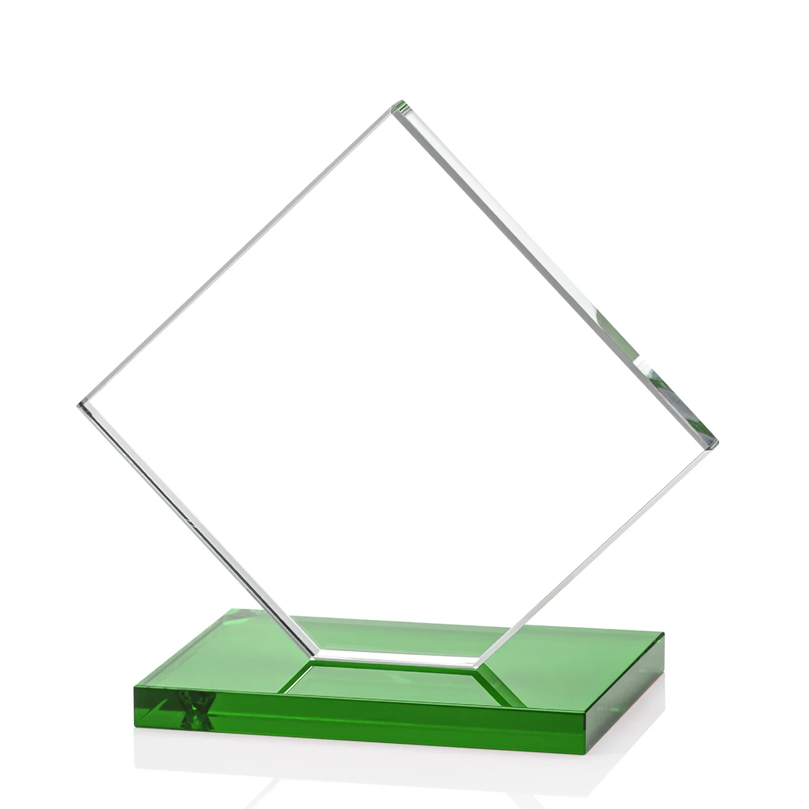 Custom engraved Starfire Crystal Diamond Award on an Ivory Flat-Edge Base, with your logo for volunteer appreciation