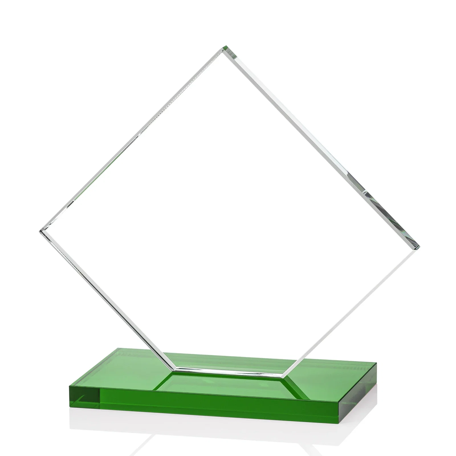Custom engraved Starfire Crystal Diamond Award on an Ivory Flat-Edge Base, with your logo for dealer and partner awards