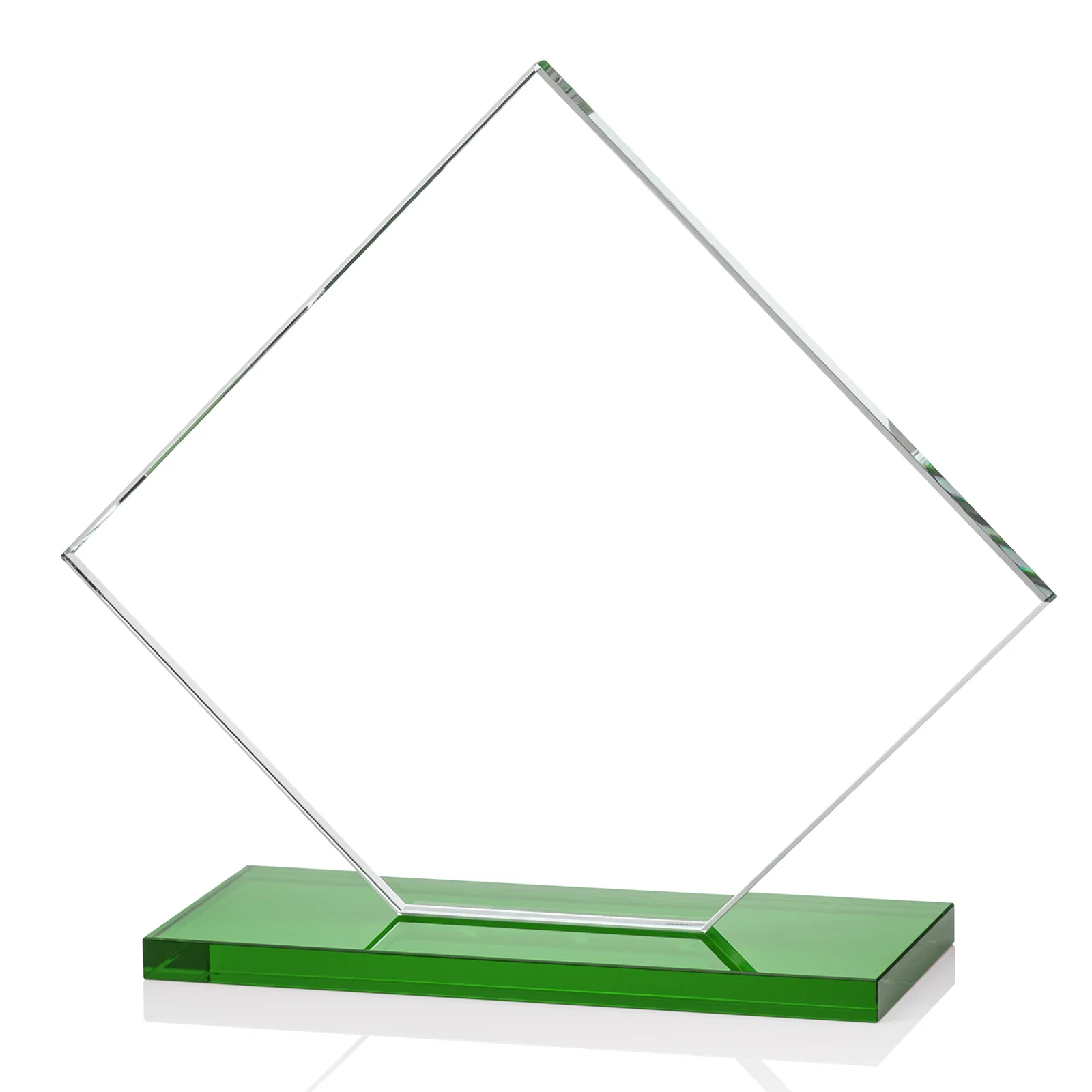 Custom Starfire Crystal Diamond Award on an Ivory Flat-Edge Base, with your company name for employee recognition