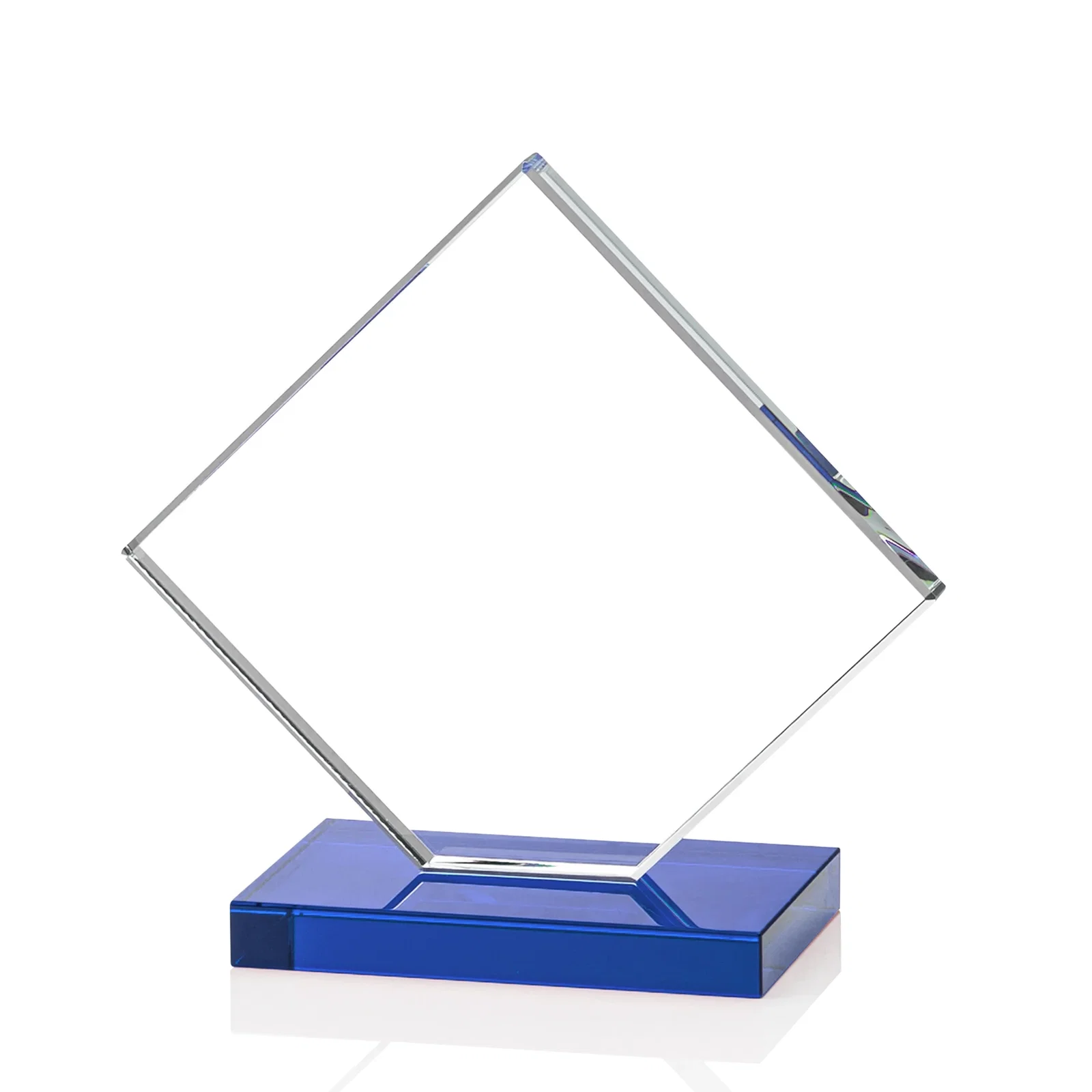Custom Starfire Crystal Diamond Award on an Ivory Flat-Edge Base, with your company name for corporate award ceremonies