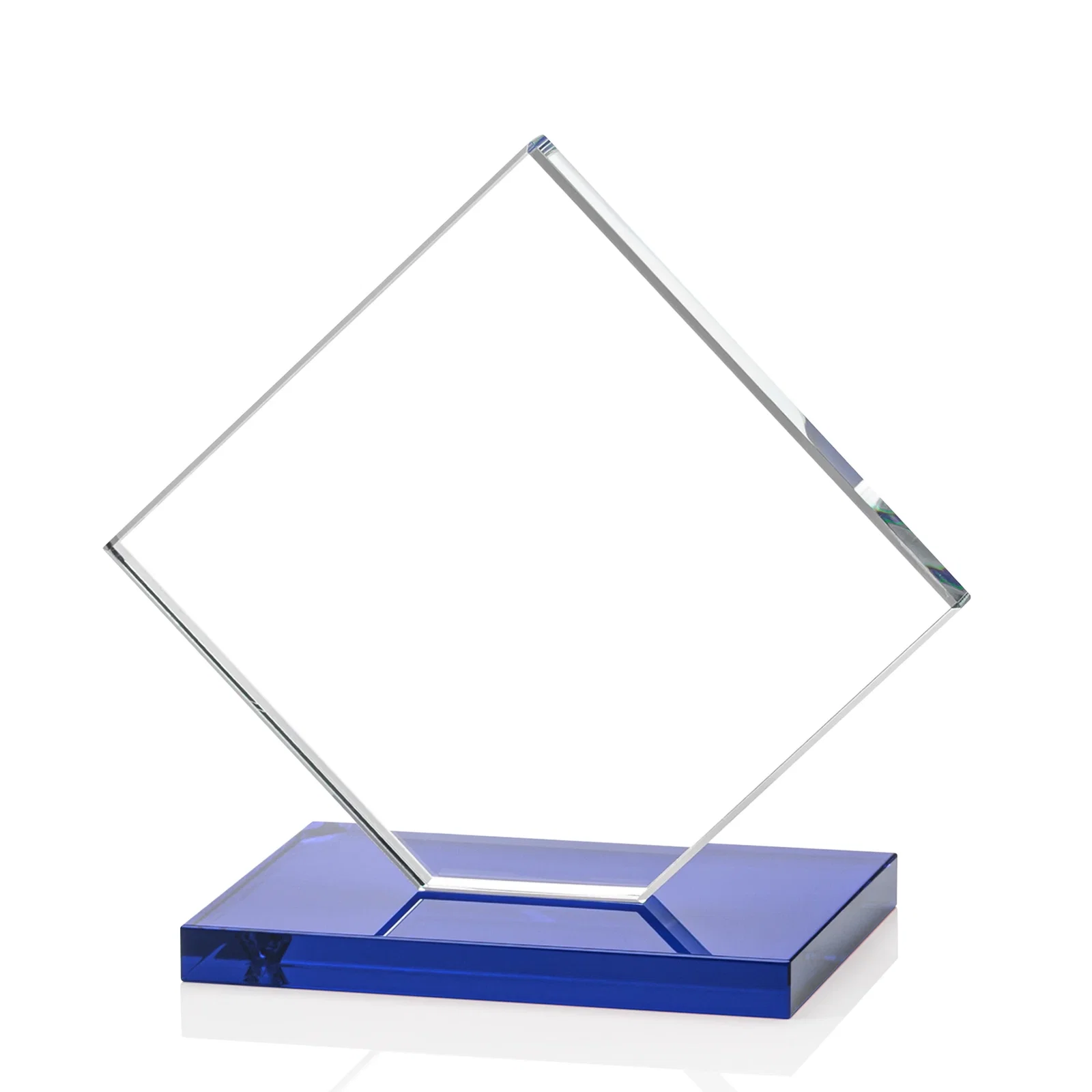 Custom Starfire Crystal Diamond Award on an Ivory Flat-Edge Base, with your company name for service anniversary gifts