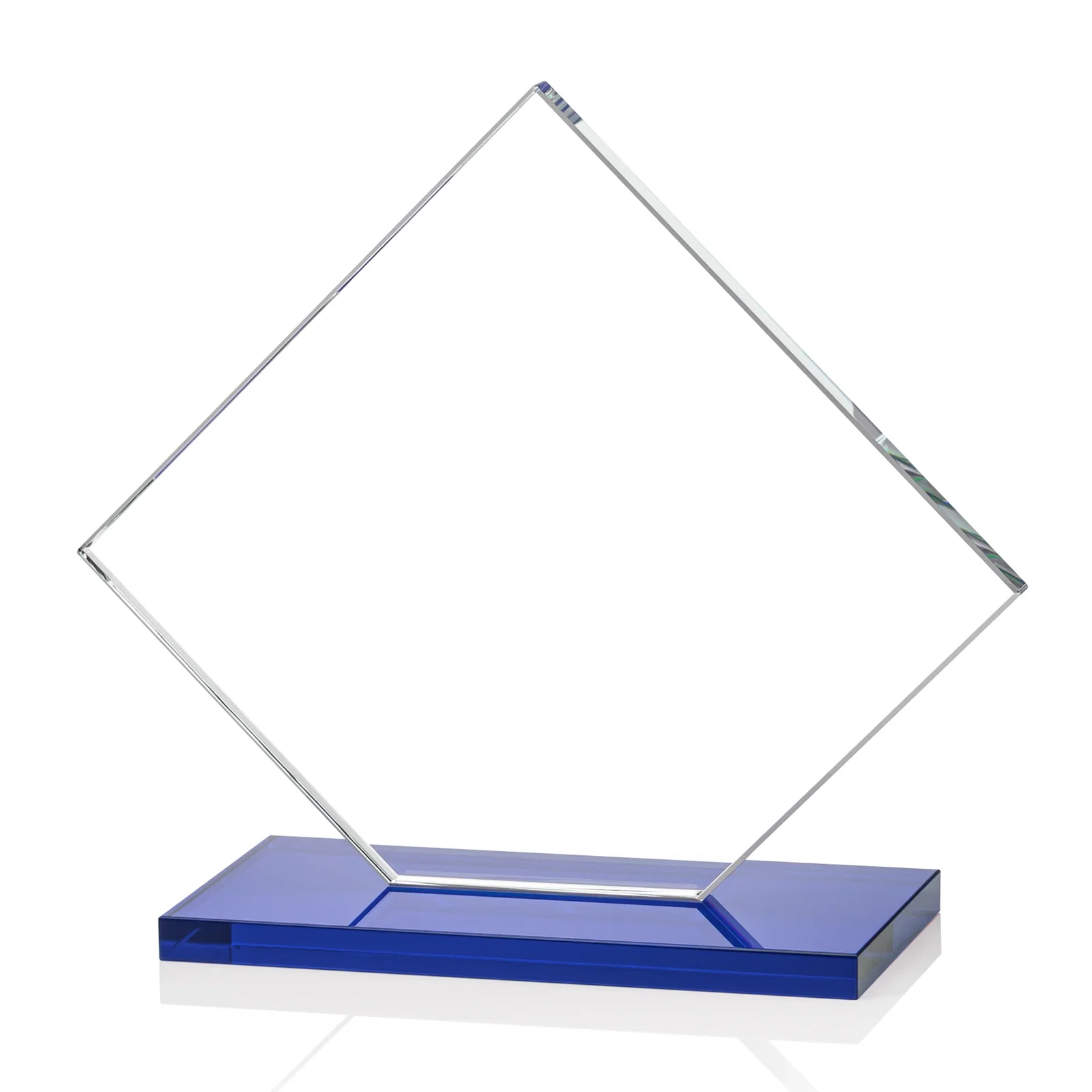 Custom Starfire Crystal Diamond Award on an Ivory Flat-Edge Base, with your company name for retirement presentations