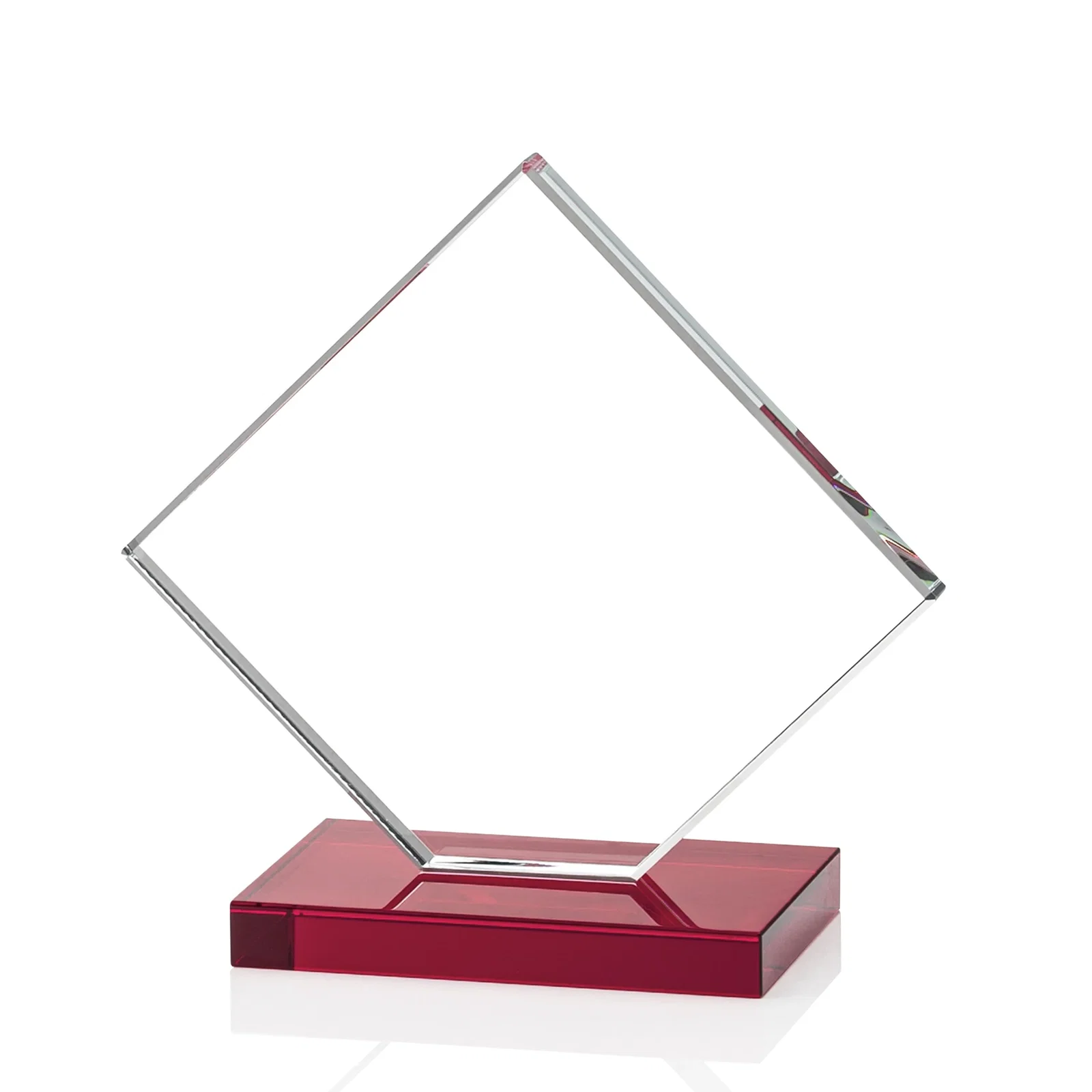 Custom Starfire Crystal Diamond Award on an Ivory Flat-Edge Base, with your company name for donor appreciation