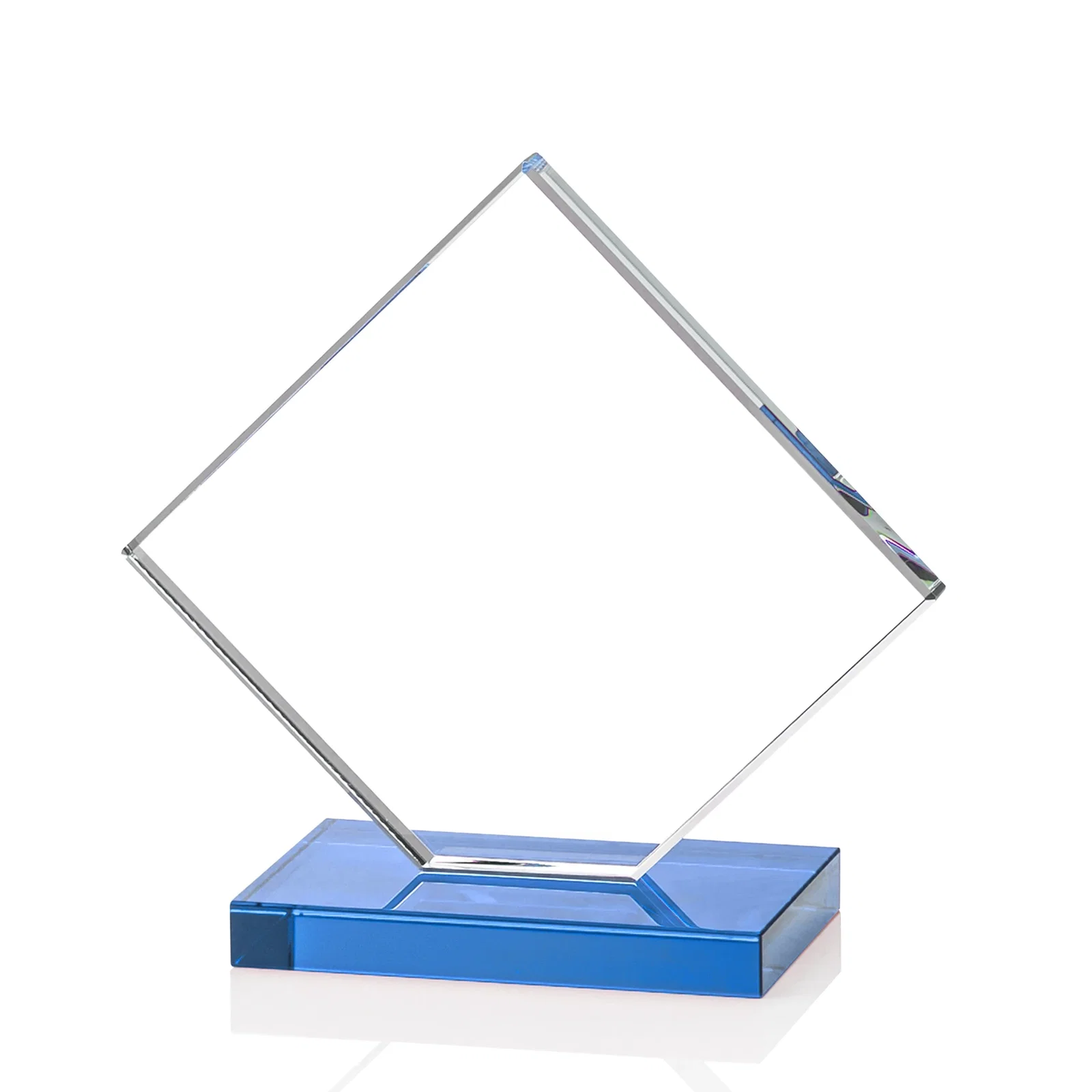 Custom Starfire Crystal Diamond Award on an Ivory Flat-Edge Base, with your company name for company anniversary events