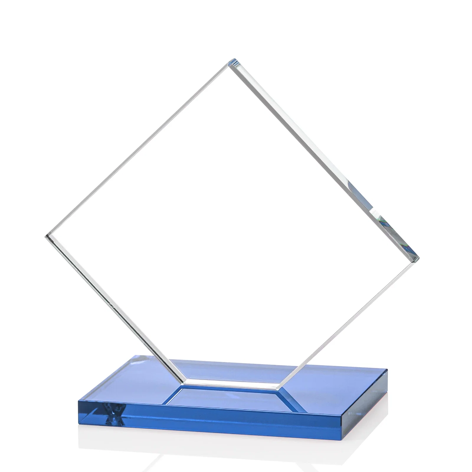 Personalized Starfire Crystal Diamond Award on an Ivory Flat-Edge Base, with your company name for employee recognition