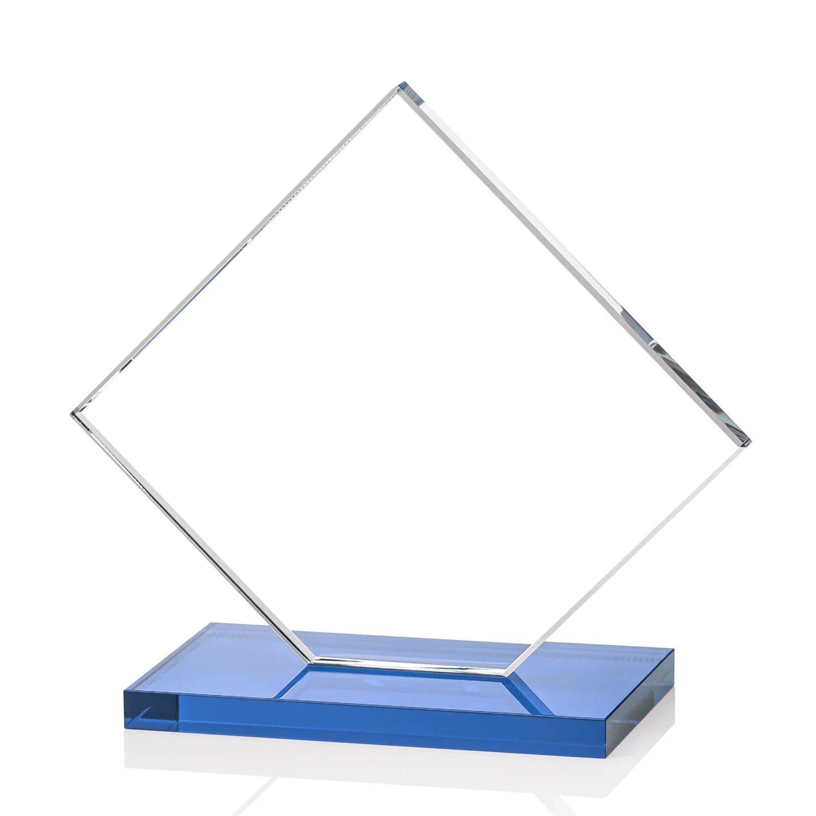 Personalized Starfire Crystal Diamond Award on an Ivory Flat-Edge Base, with your company name for corporate award ceremonies