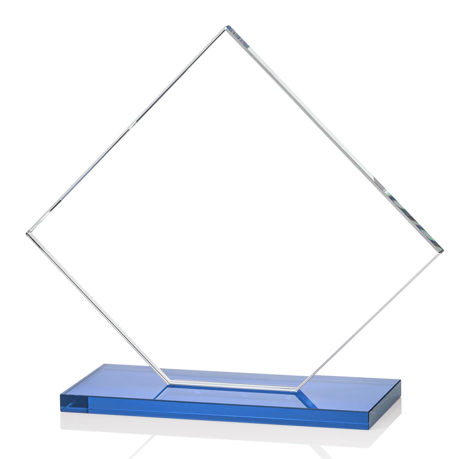 Personalized Starfire Crystal Diamond Award on an Ivory Flat-Edge Base, with your company name for sales achievement awards