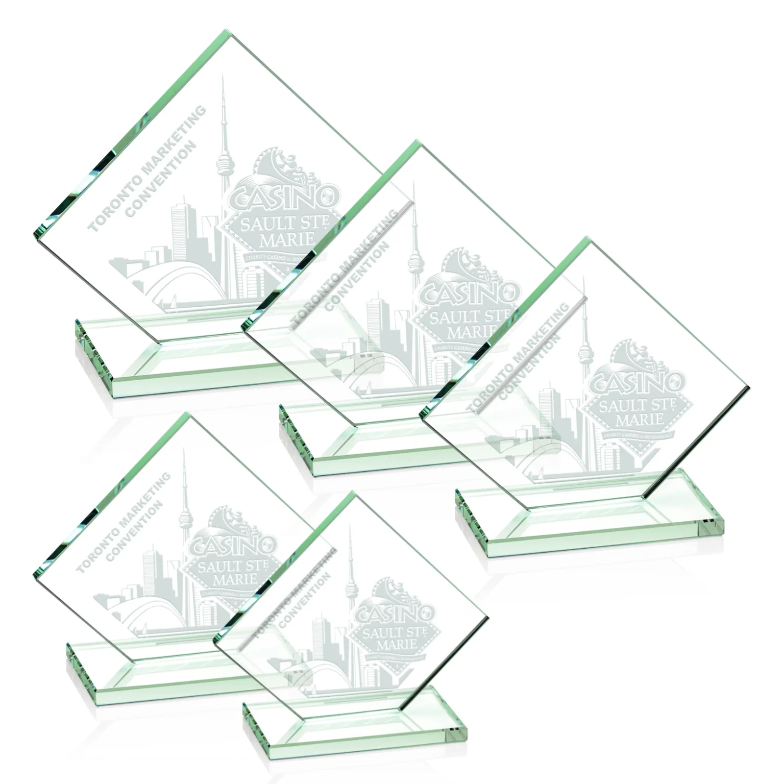 Personalized Starfire Crystal Diamond Award on an Ivory Flat-Edge Base for graduation ceremonies