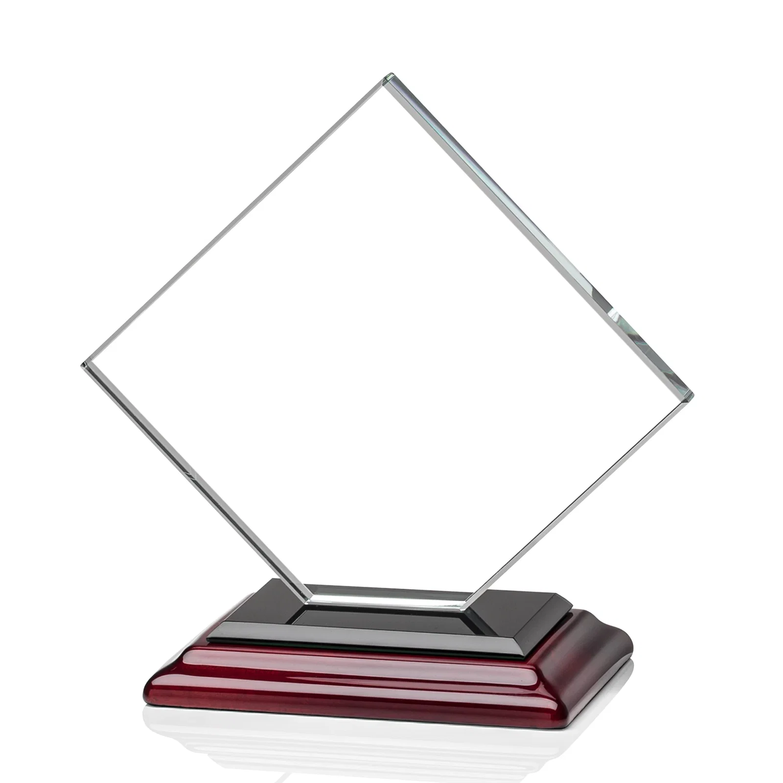 Personalized Starfire Crystal Diamond Award on an Ivory Flat-Edge Base, with your company name for retirement presentations