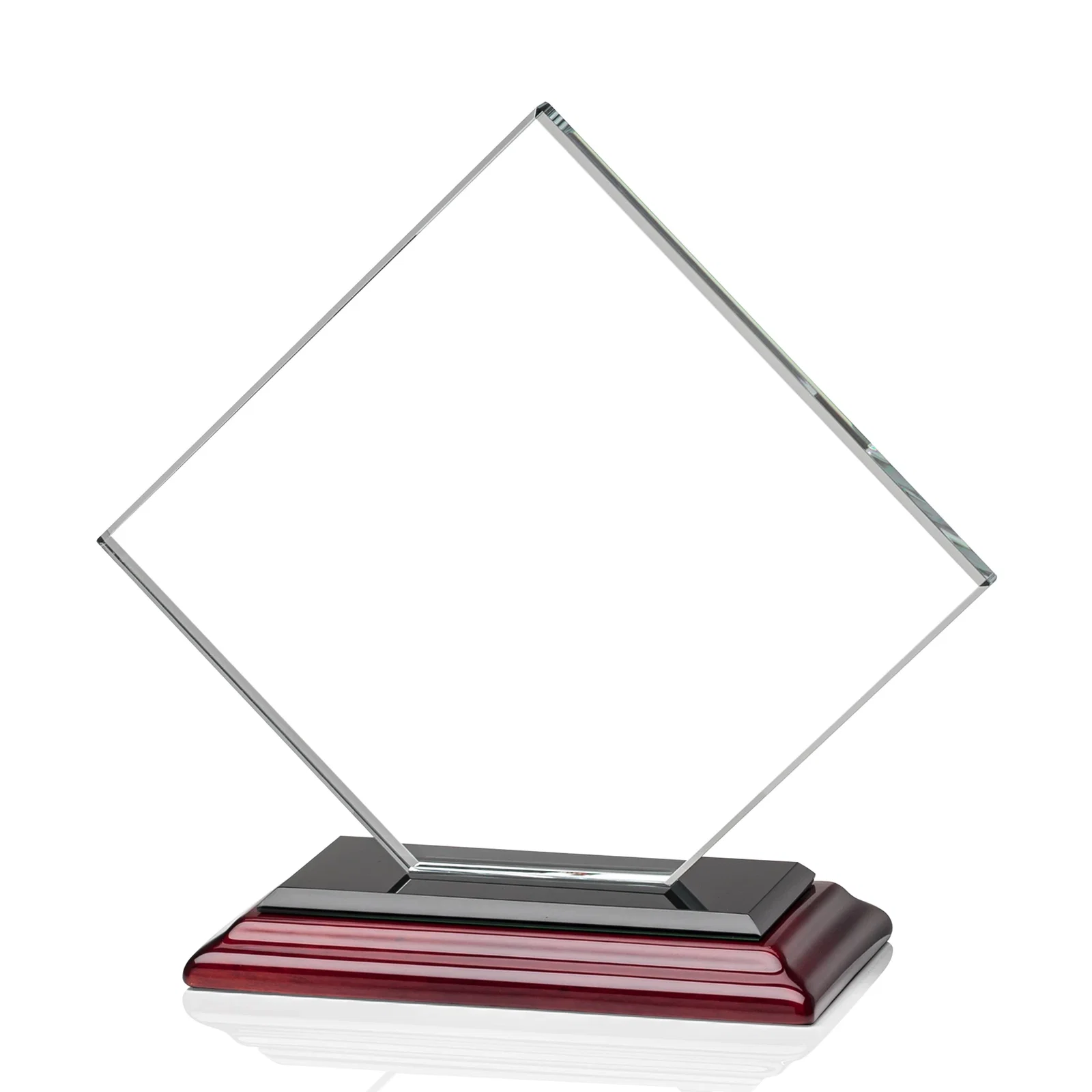 Personalized Starfire Crystal Diamond Award on an Ivory Flat-Edge Base, with your company name for team milestone celebrations