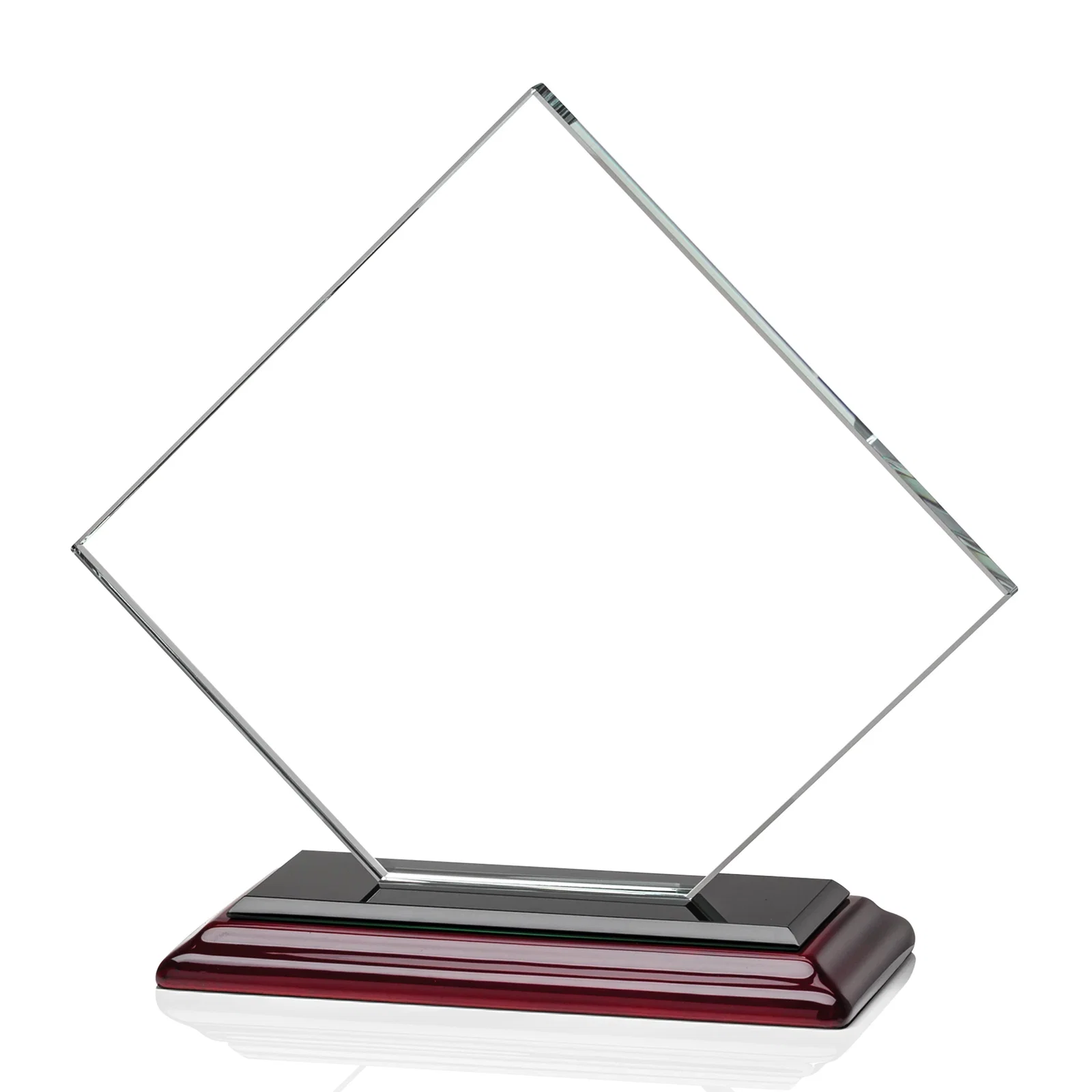 Personalized Starfire Crystal Diamond Award on an Ivory Flat-Edge Base, with your company name for donor appreciation