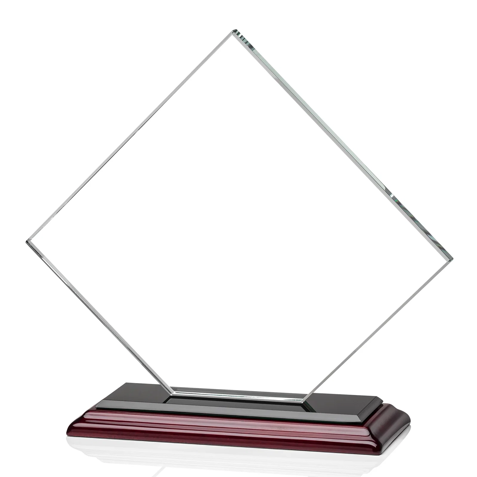 Personalized Starfire Crystal Diamond Award on an Ivory Flat-Edge Base, with your company name for graduation ceremonies