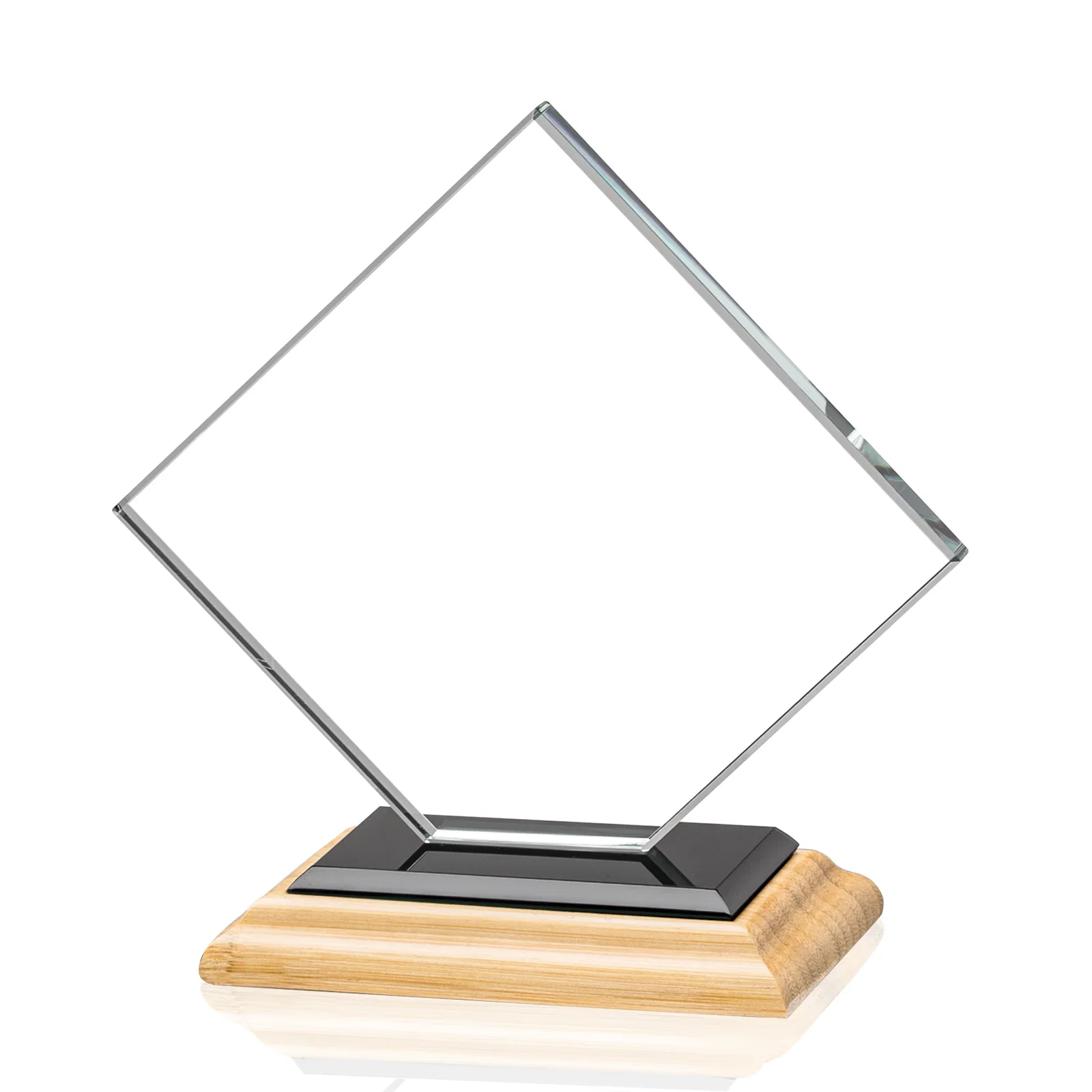 Personalized Starfire Crystal Diamond Award on an Ivory Flat-Edge Base, with your company name for safety achievement programs