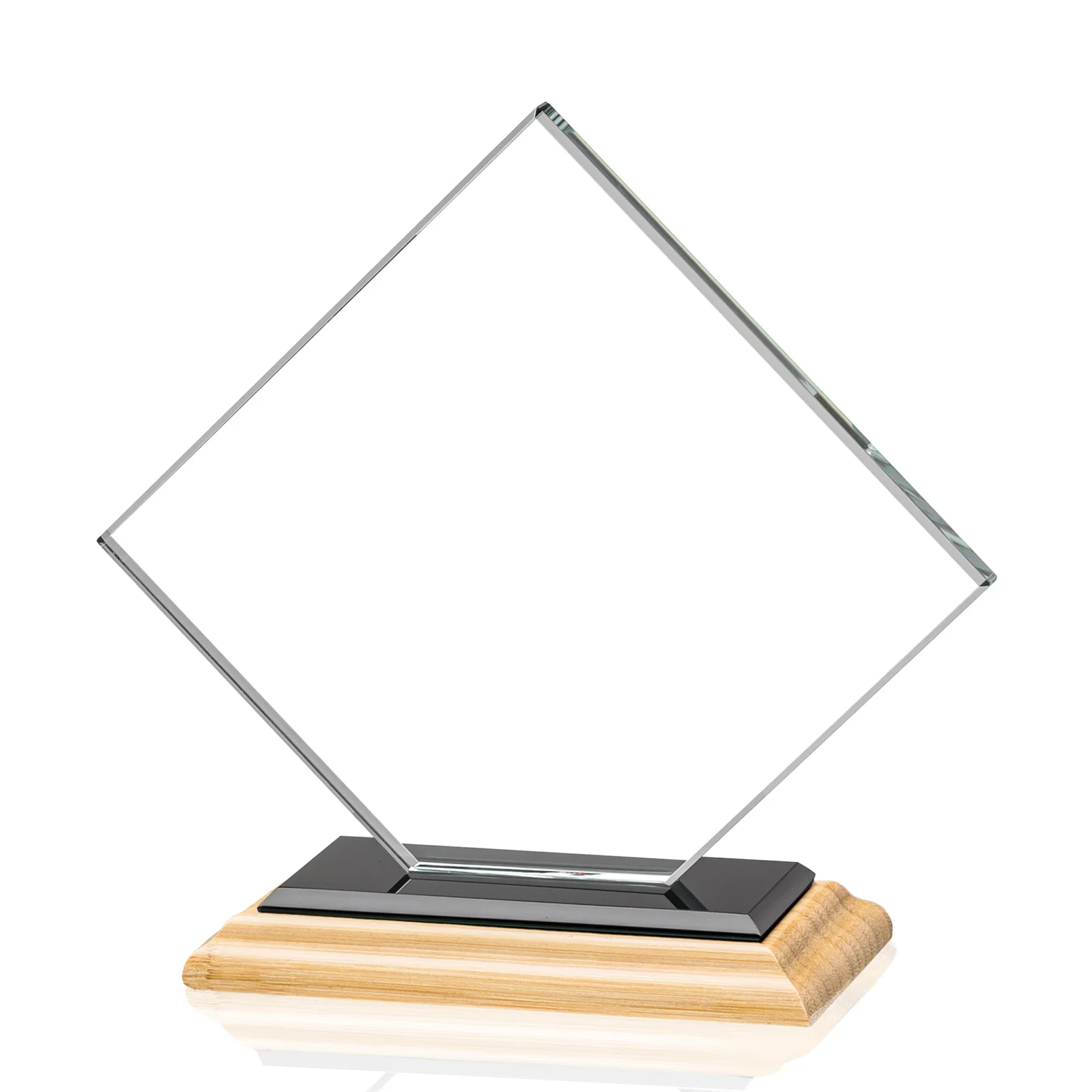 Personalized Starfire Crystal Diamond Award on an Ivory Flat-Edge Base, with your company name for volunteer appreciation