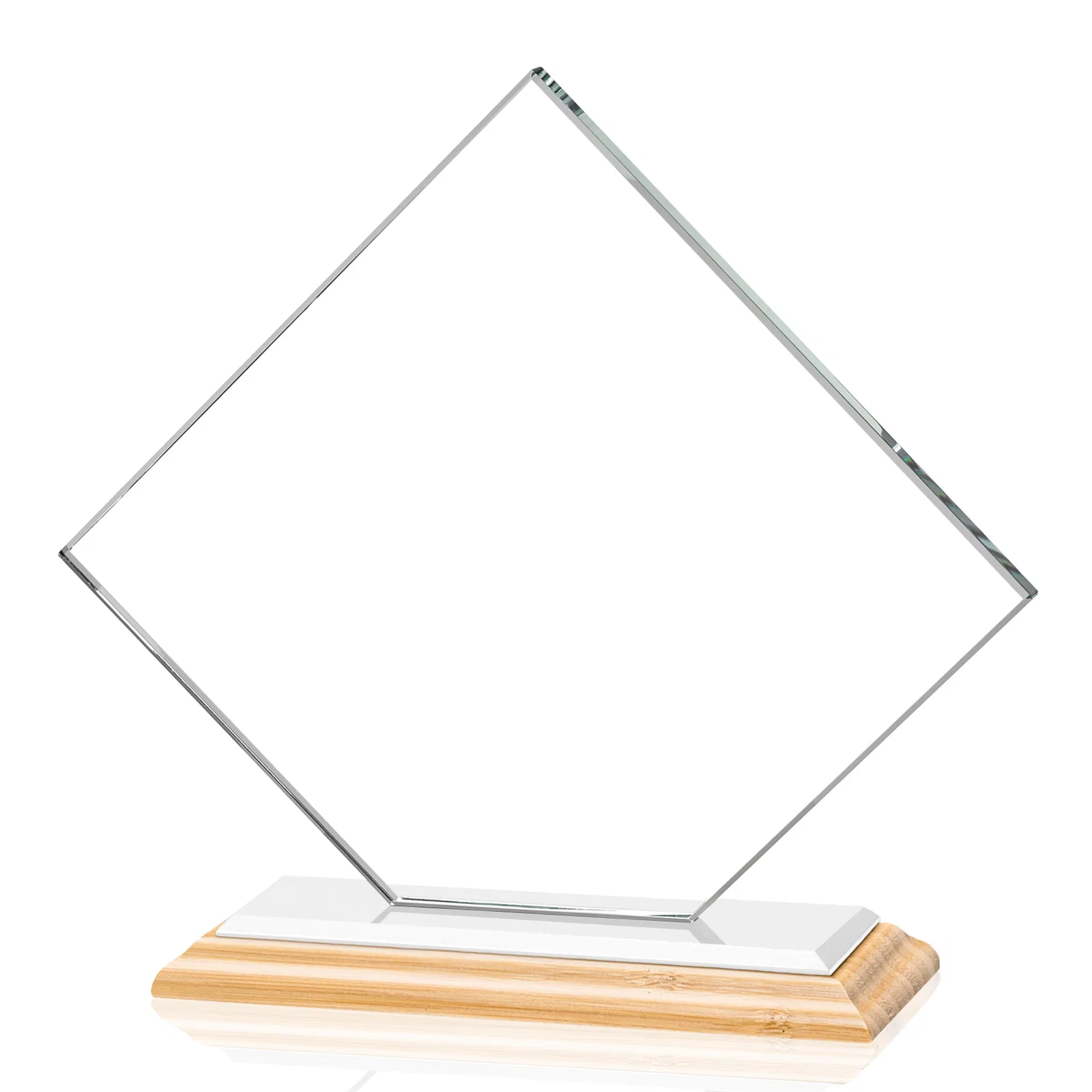 Promotional Starfire Crystal Diamond Award on an Ivory Flat-Edge Base, with your company name for sales achievement awards