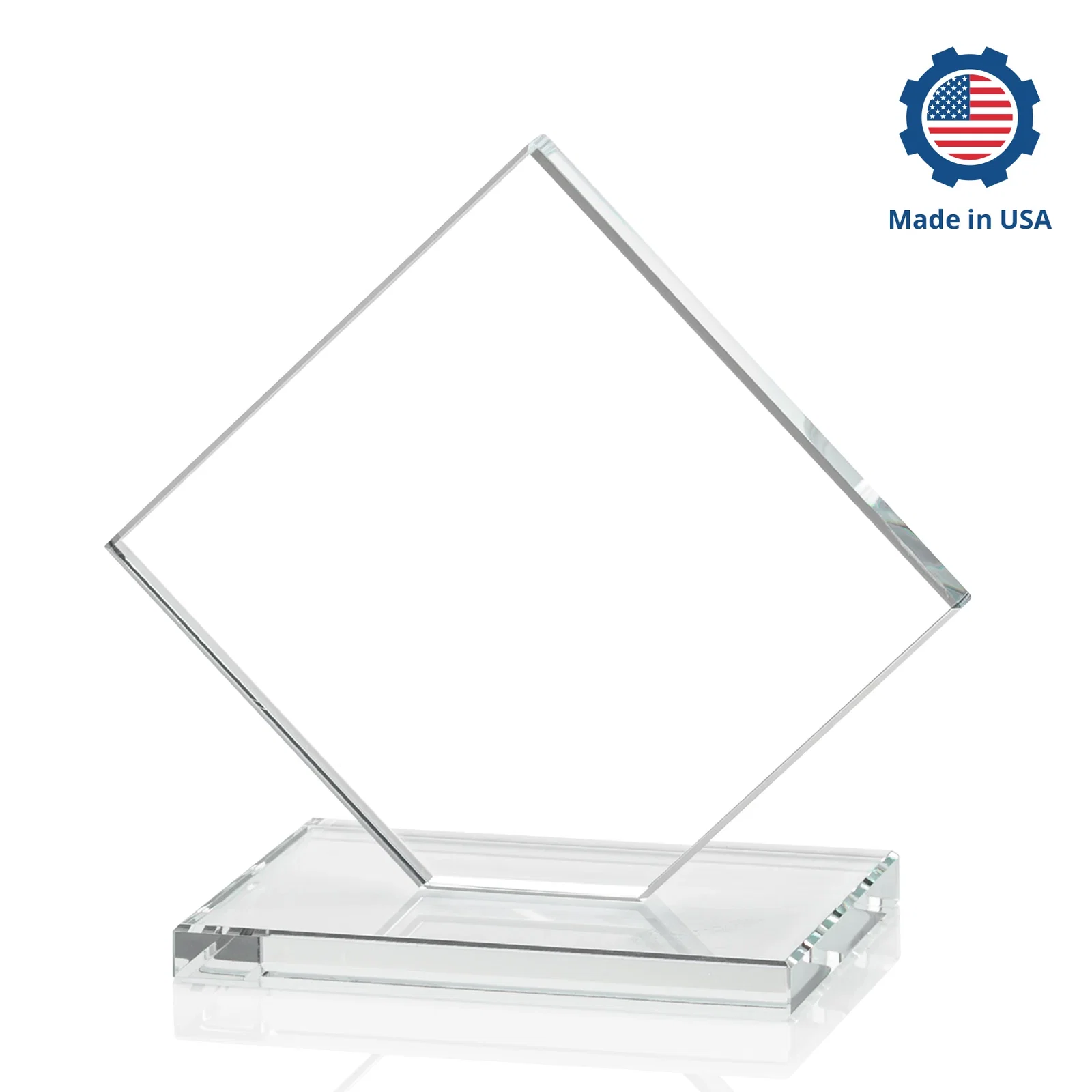 Promotional Starfire Crystal Diamond Award on an Ivory Flat-Edge Base, with your company name for donor appreciation