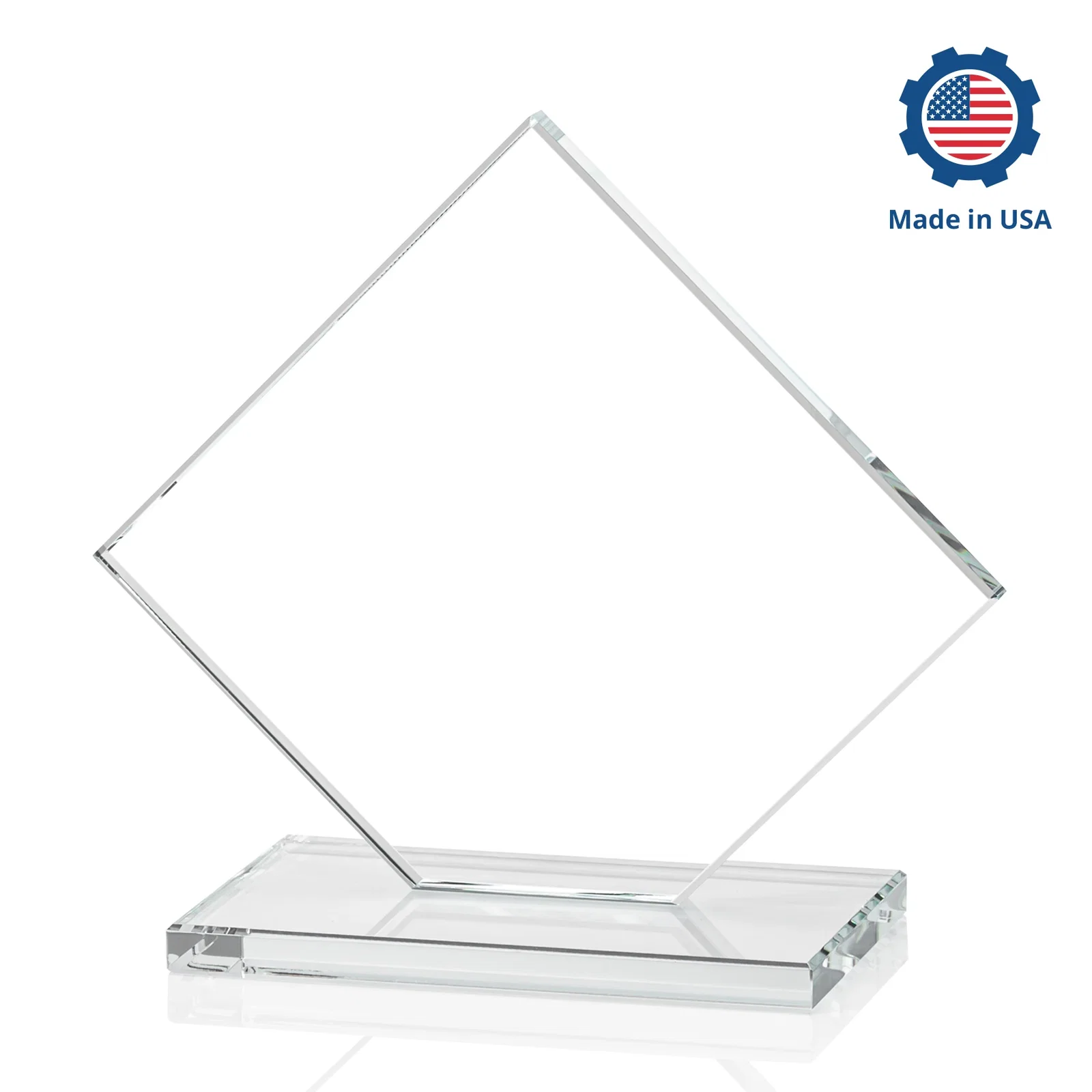 Promotional Starfire Crystal Diamond Award on an Ivory Flat-Edge Base, with your company name for graduation ceremonies