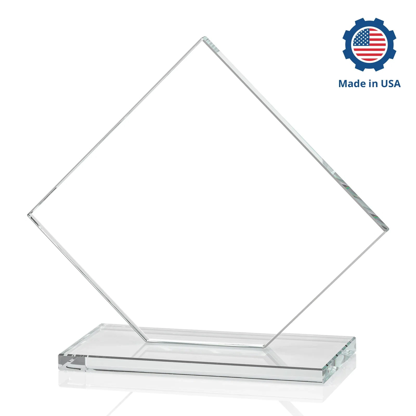 Promotional Starfire Crystal Diamond Award on an Ivory Flat-Edge Base, with your company name for safety achievement programs