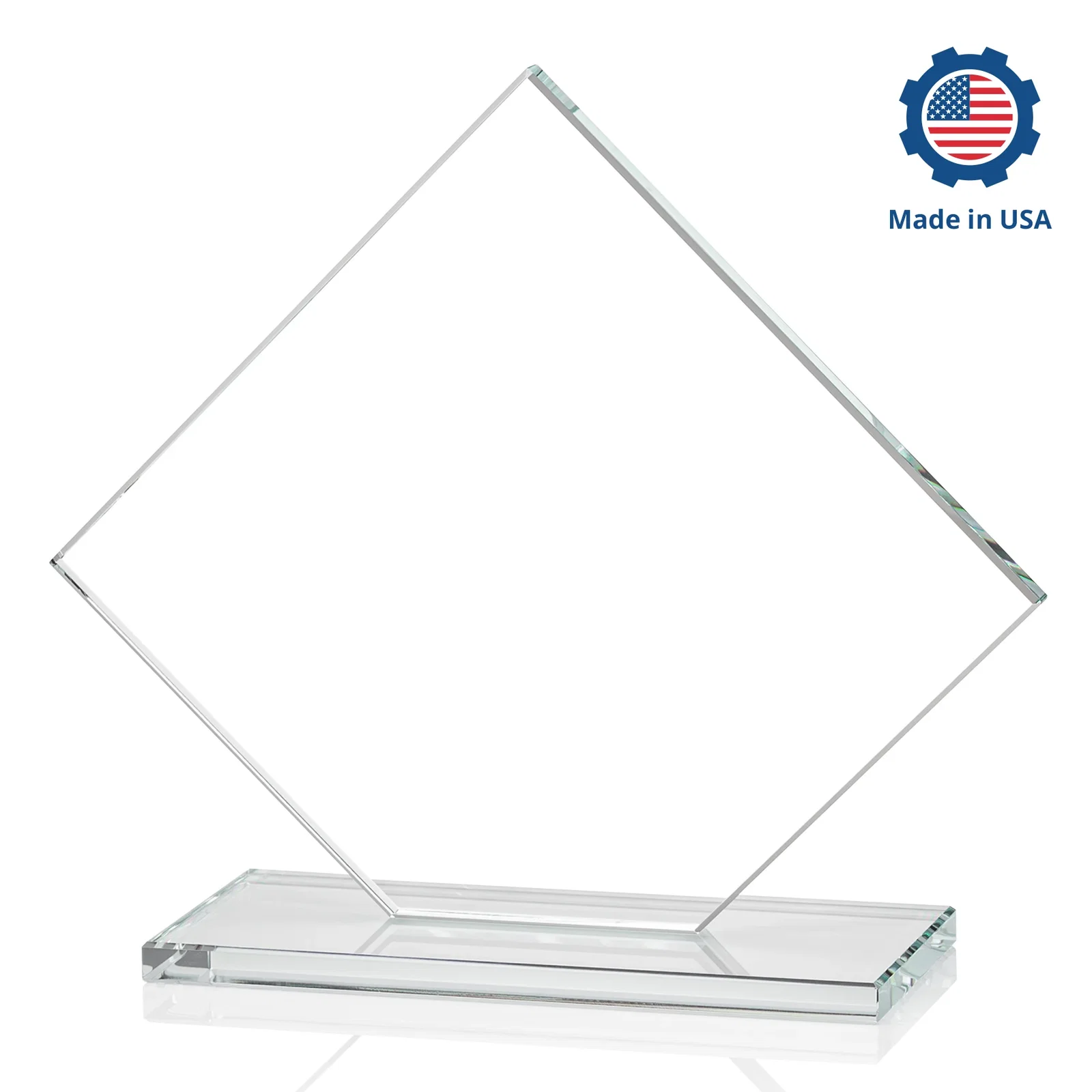 Promotional Starfire Crystal Diamond Award on an Ivory Flat-Edge Base, with your company name for volunteer appreciation