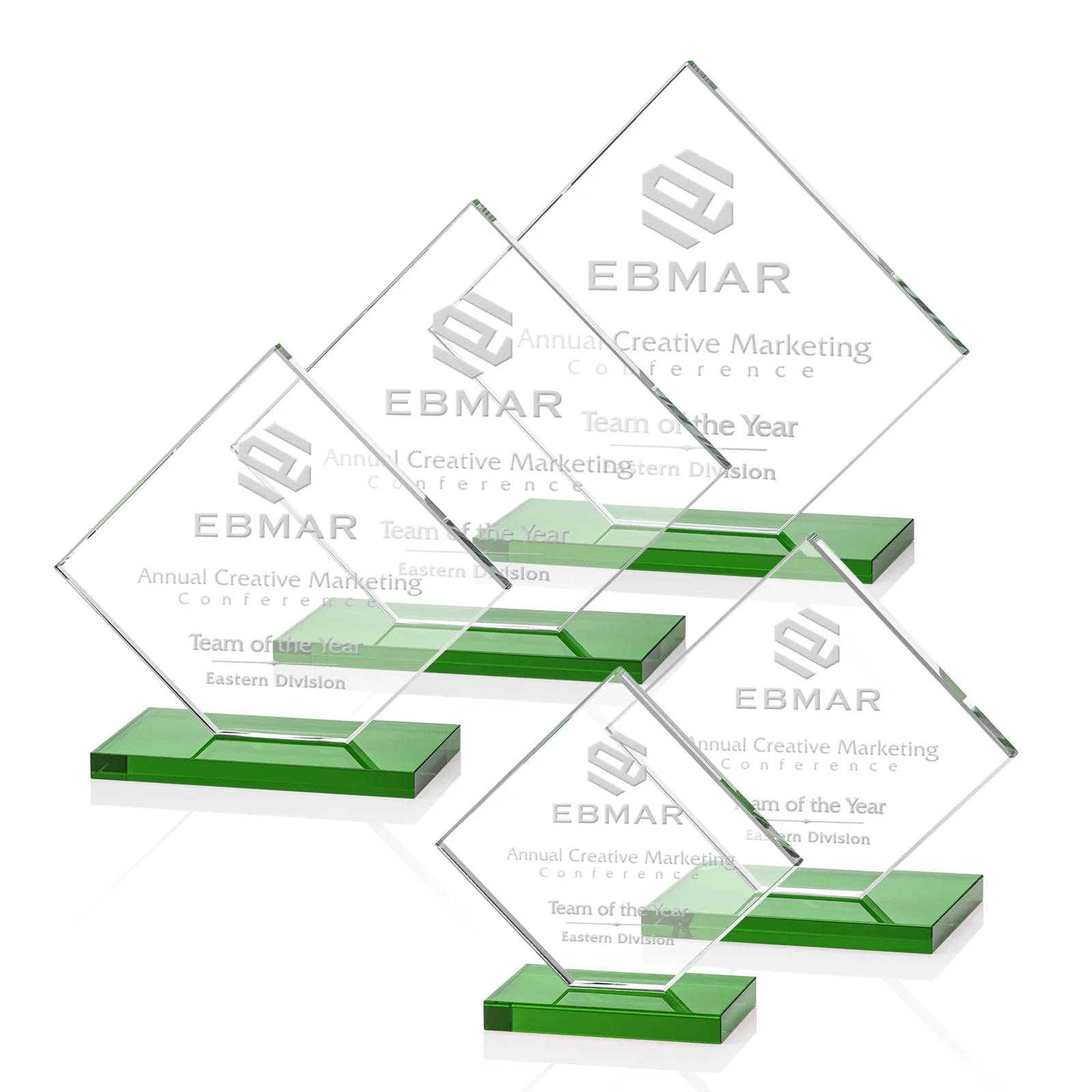 Promotional Starfire Crystal Diamond Award on an Ivory Flat-Edge Base for graduation ceremonies